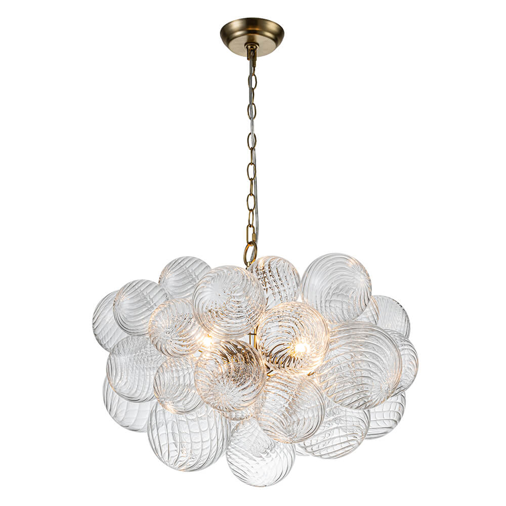Multi-Globe Textured Glass Ceiling Fixture with Adjustable Chain Hardwired Dimmable Lighting for Dining Room Entryway Bedroom | Thomler