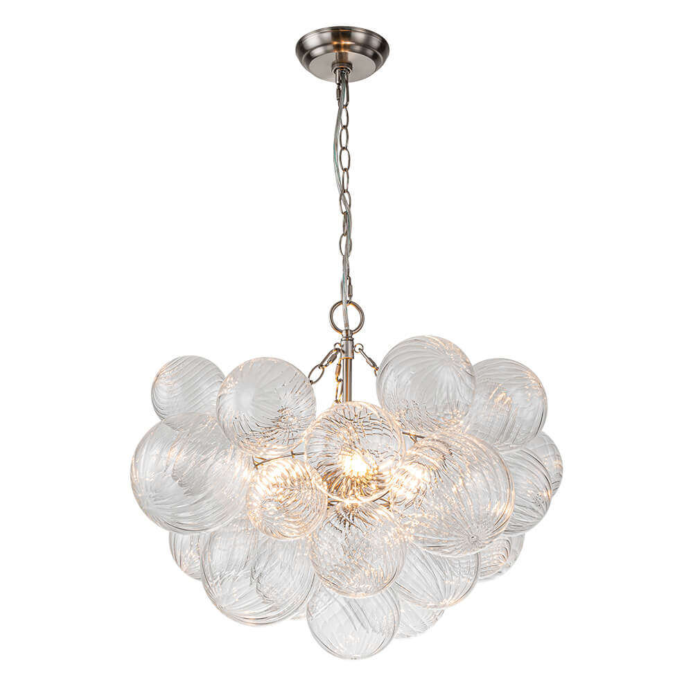 Multi-Globe Textured Glass Ceiling Fixture with Adjustable Chain Hardwired Dimmable Lighting for Dining Room Entryway Bedroom | Thomler