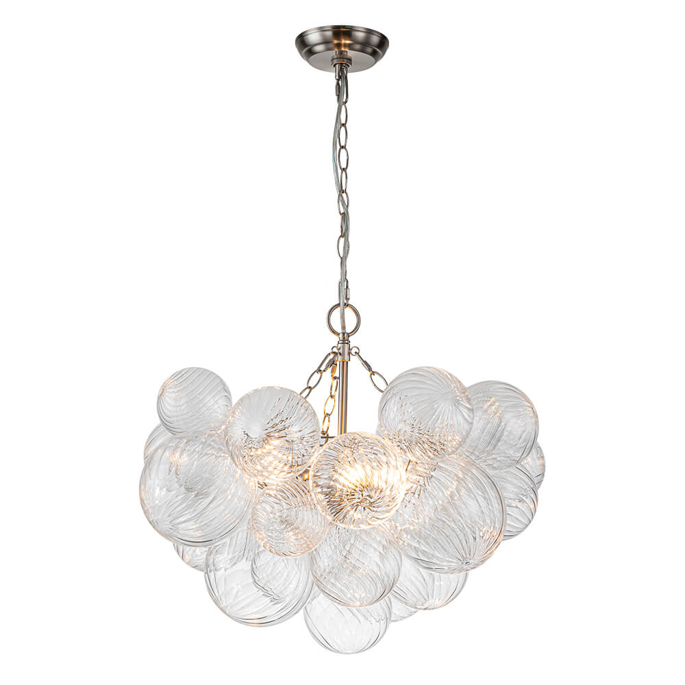 Multi-Globe Textured Glass Ceiling Fixture with Adjustable Chain Hardwired Dimmable Lighting for Dining Room Entryway Bedroom | Thomler