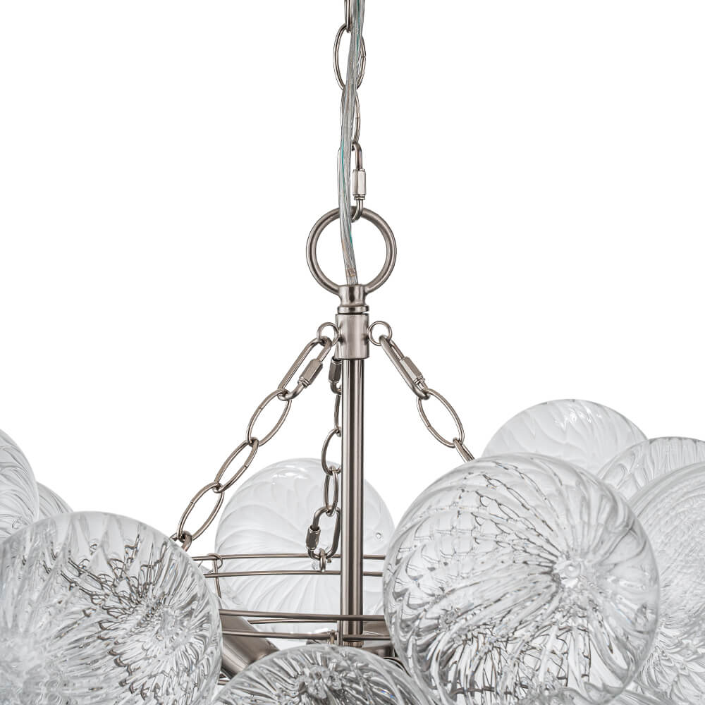 Multi-Globe Textured Glass Ceiling Fixture with Adjustable Chain Hardwired Dimmable Lighting for Dining Room Entryway Bedroom | Thomler