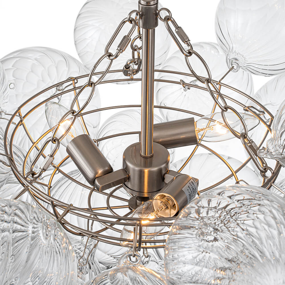 Multi-Globe Textured Glass Ceiling Fixture with Adjustable Chain Hardwired Dimmable Lighting for Dining Room Entryway Bedroom | Thomler