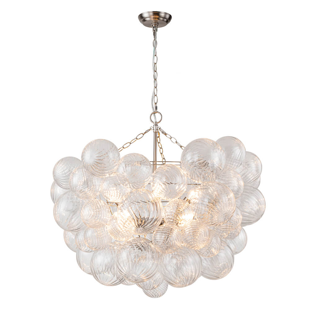 Multi-Globe Textured Glass Ceiling Fixture with Adjustable Chain Hardwired Dimmable Lighting for Dining Room Entryway Bedroom | Thomler