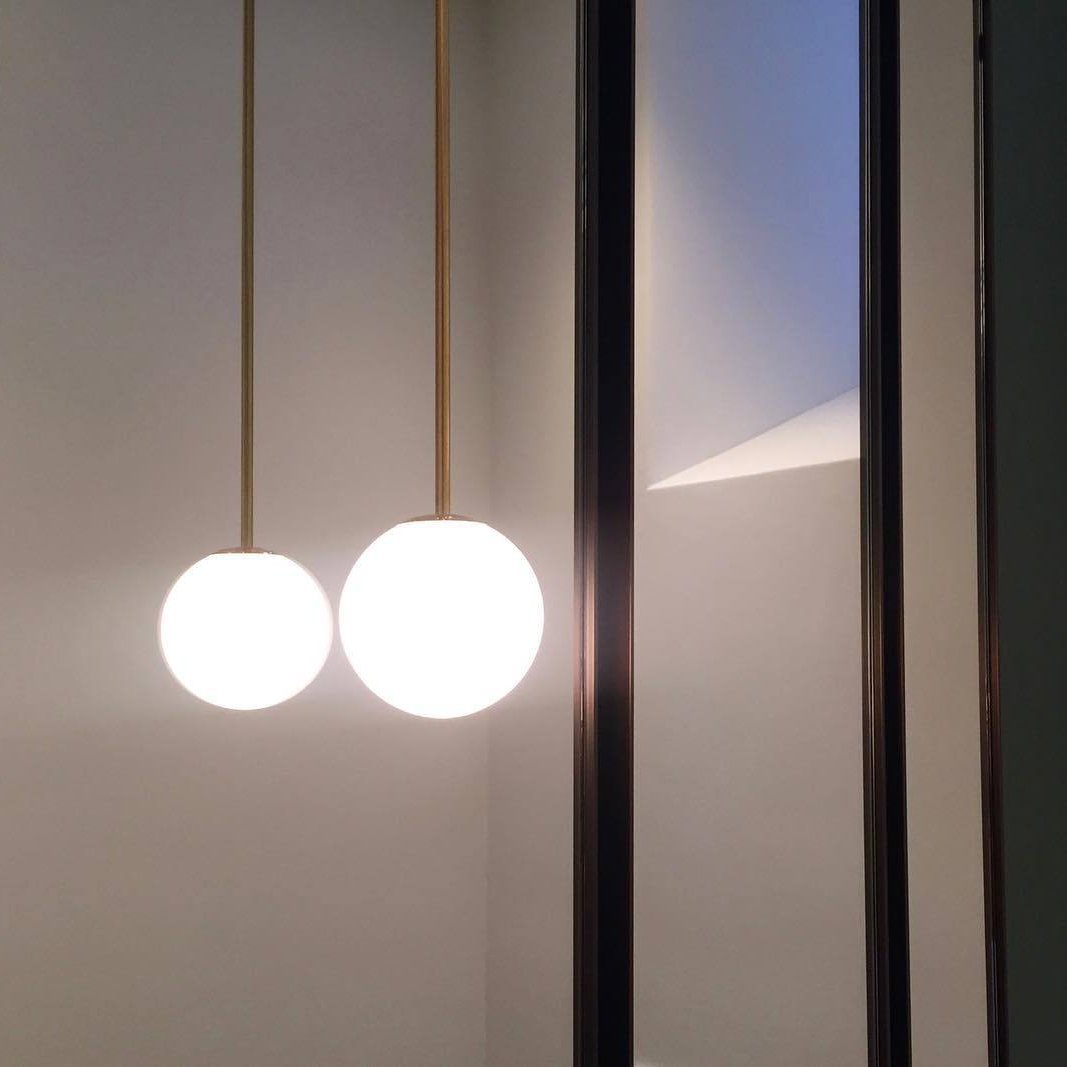 Pendant Light Brass Frosted Glass Globe Ceiling Hallway Dining Room Hanging Lamp Minimalist Scandinavian Modern Lighting | Thomler
