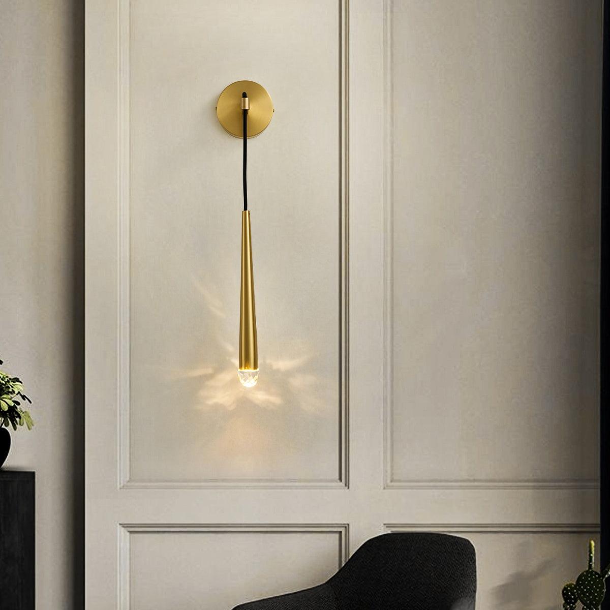 Wall Lamp Brass Cone 15 in Integrated LED Bedroom Hallway Reading Light Modern Minimalist Sconce | Thomler