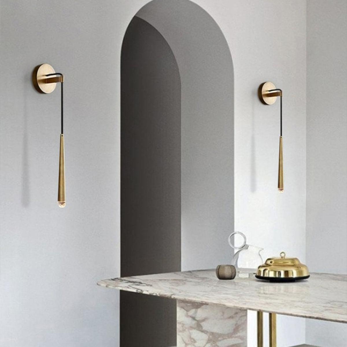 Wall Lamp Brass Cone 15 in Integrated LED Bedroom Hallway Reading Light Modern Minimalist Sconce | Thomler