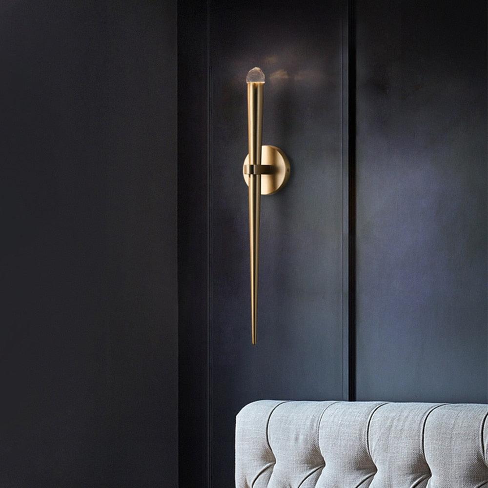 Wall Lamp Brass Cone 15 in Integrated LED Bedroom Hallway Reading Light Modern Minimalist Sconce | Thomler