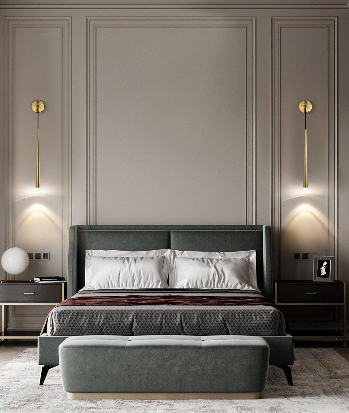 Wall Lamp Brass Cone 15 in Integrated LED Bedroom Hallway Reading Light Modern Minimalist Sconce | Thomler