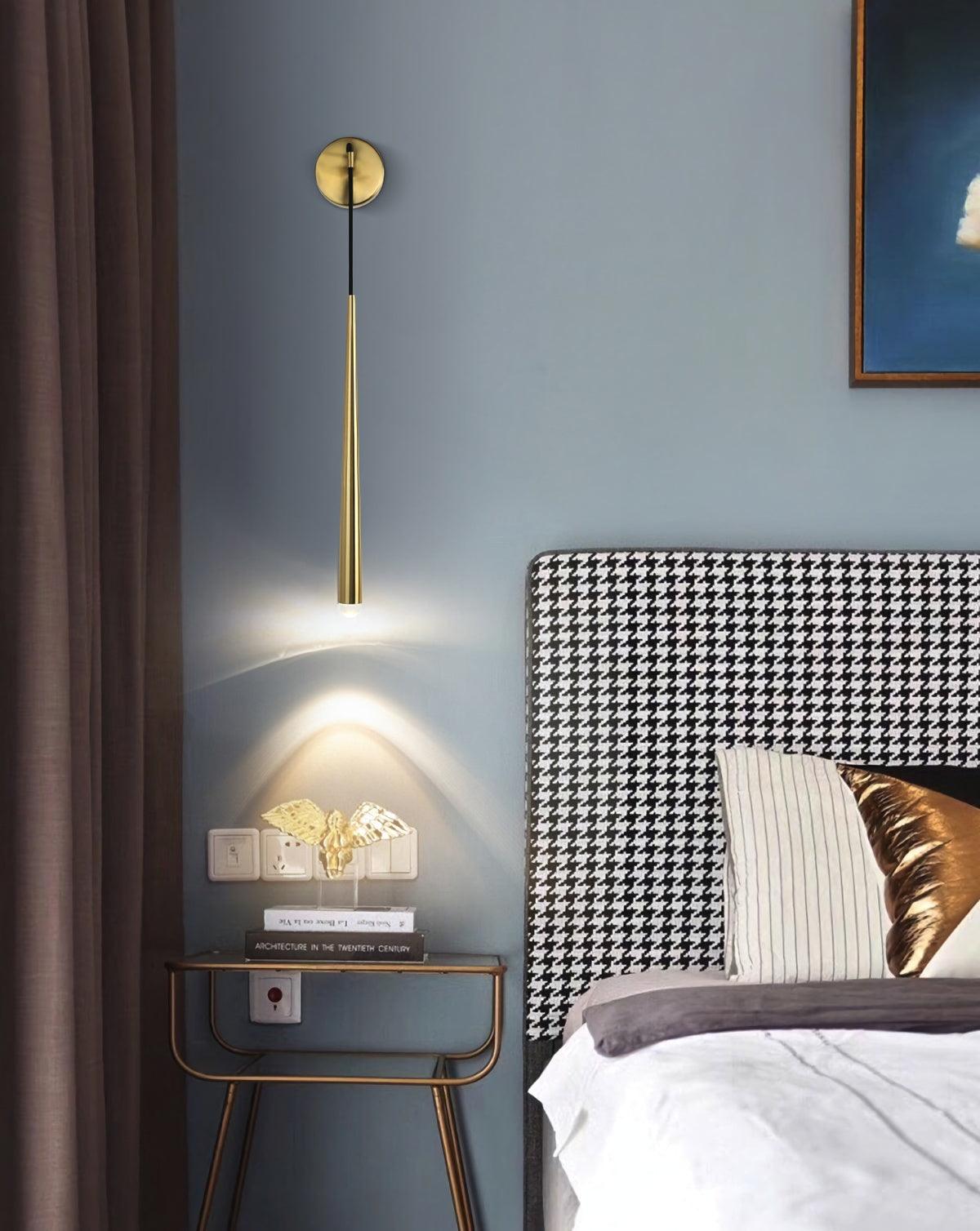 Wall Lamp Brass Cone 15 in Integrated LED Bedroom Hallway Reading Light Modern Minimalist Sconce | Thomler