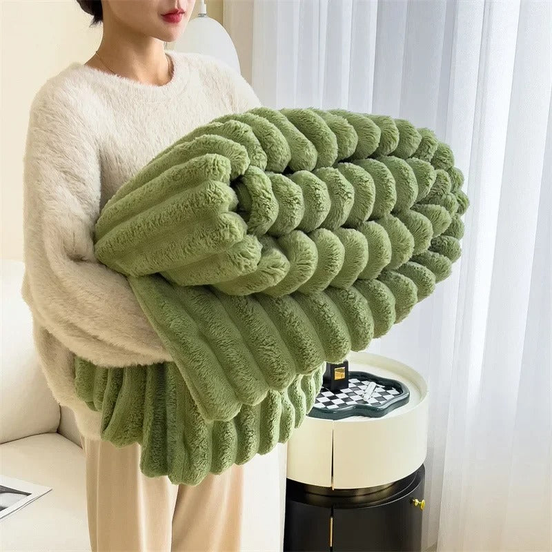 Fleece Deken Gestreept Flannel 100% Polyester Zacht Woonkamer Slaapkamer Bank Bed