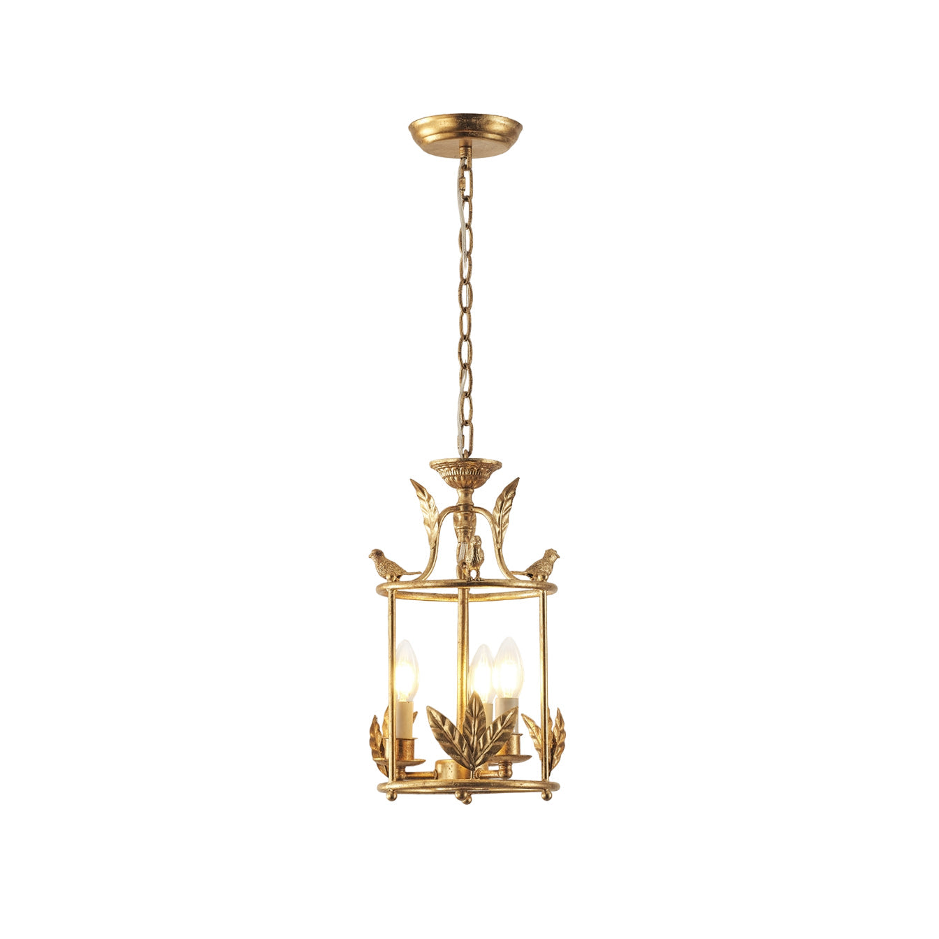 Pendant Light Metal Lantern 9.8 in Hanging Dining Room Entryway Vintage Bird Detail Ceiling Fixture | Thomler