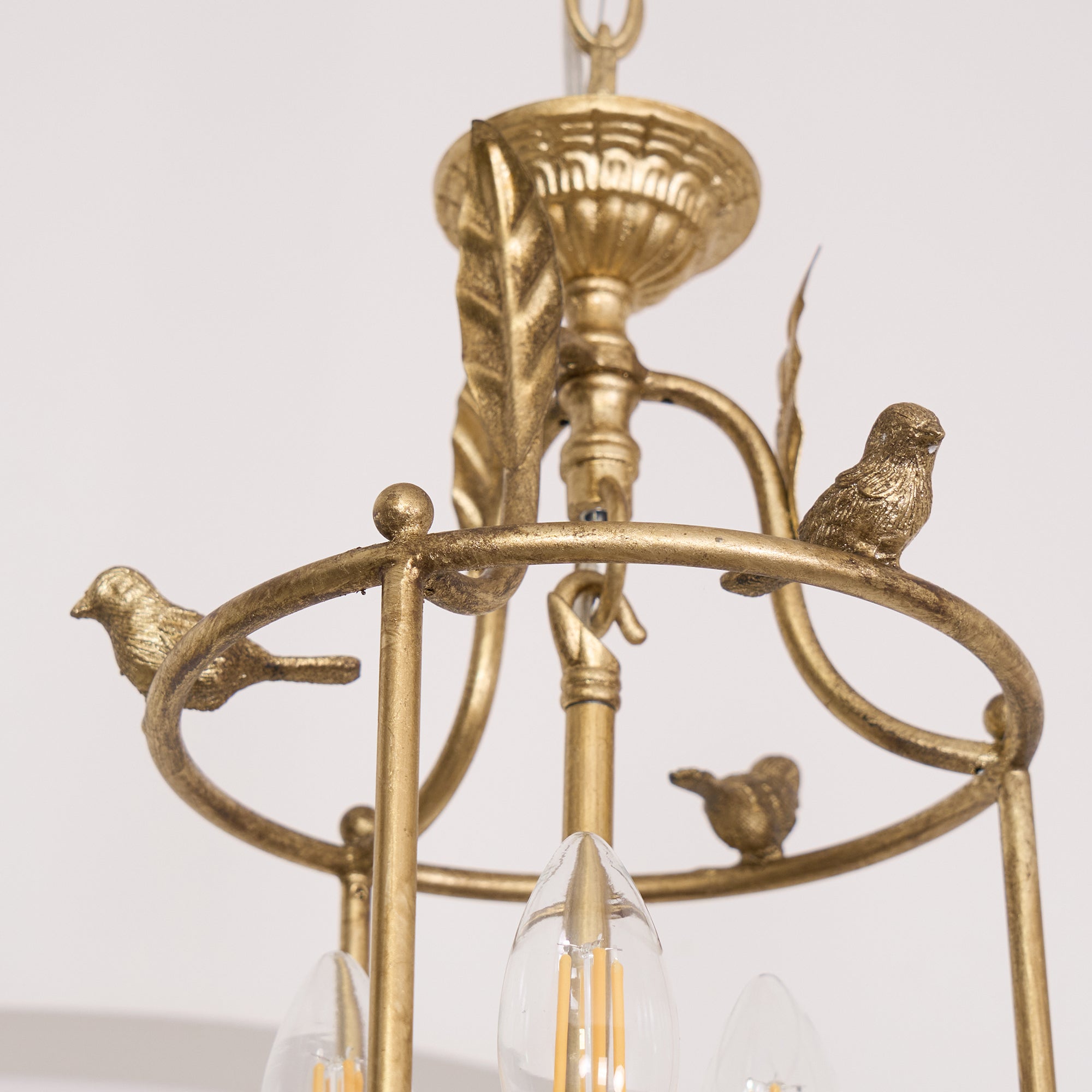 Pendant Light Metal Lantern 9.8 in Hanging Dining Room Entryway Vintage Bird Detail Ceiling Fixture | Thomler