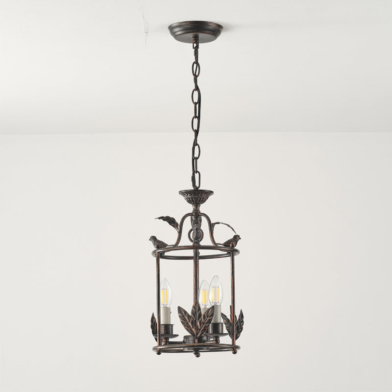 Pendant Light Metal Lantern 9.8 in Hanging Dining Room Entryway Vintage Bird Detail Ceiling Fixture | Thomler