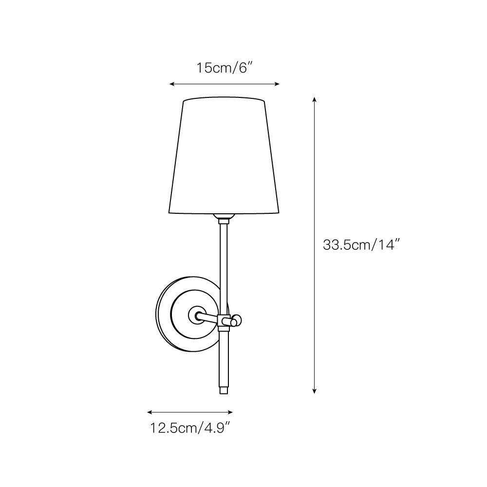Modern Brass Fabric Shade Wall Light – Single or Double Sconce for Living Room, Hallway, Bedroom – Hardwire Indoor Lighting Fixture | Thomler