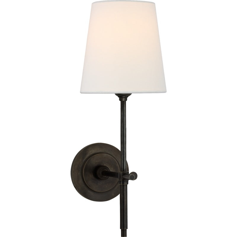 Classic Fabric Shade Sconce with Metal Arm for Bedroom & Dining Room – Hardwired Wall Light Fixture E26 E27 Indoor Traditional Accent | Thomler