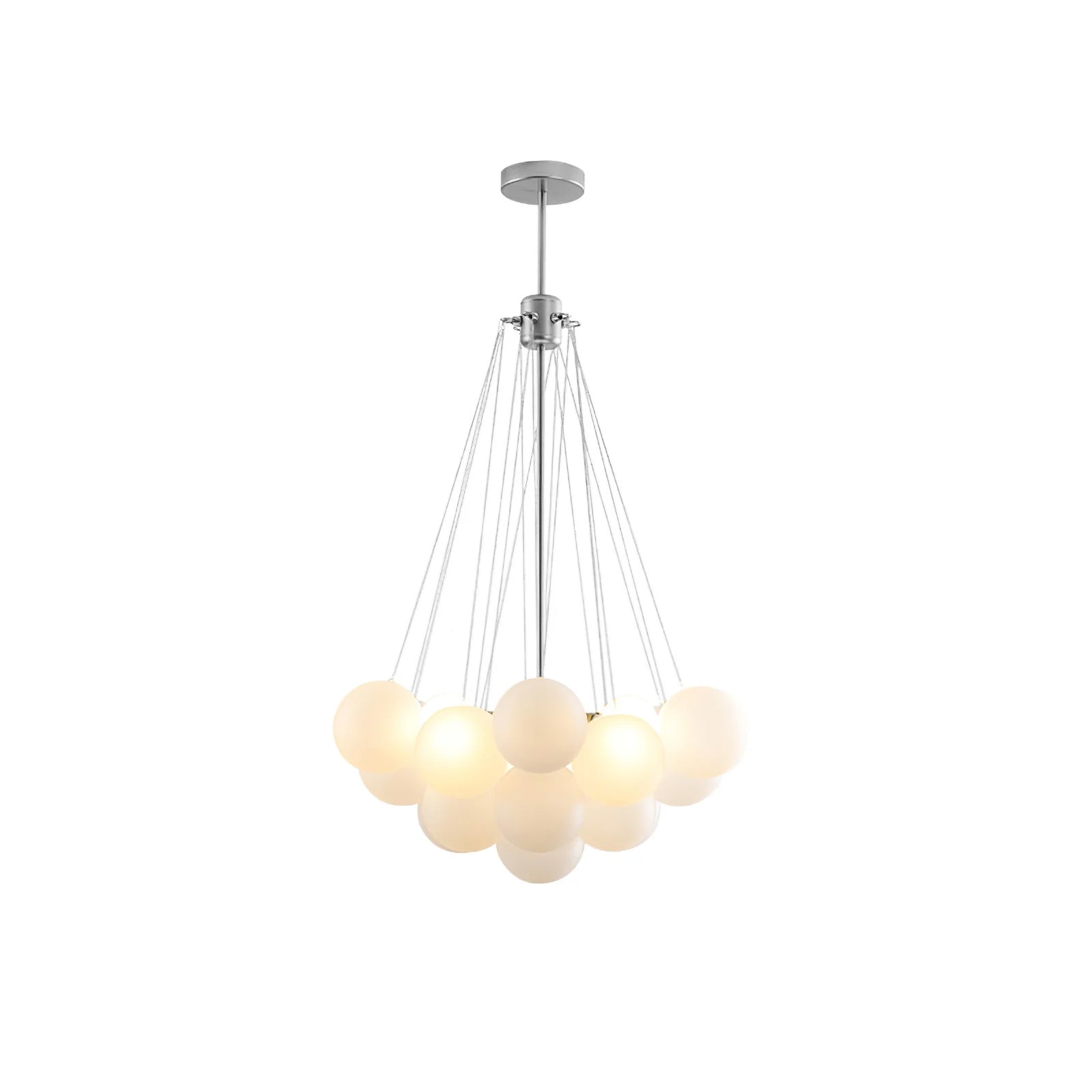 Frosted Glass Orb Chandelier 15.8 in x 33.5 in Indoor Ceiling Light 19-73 Heads Adjustable Modern Dining Room Living Room Pendant Fixture | Thomler