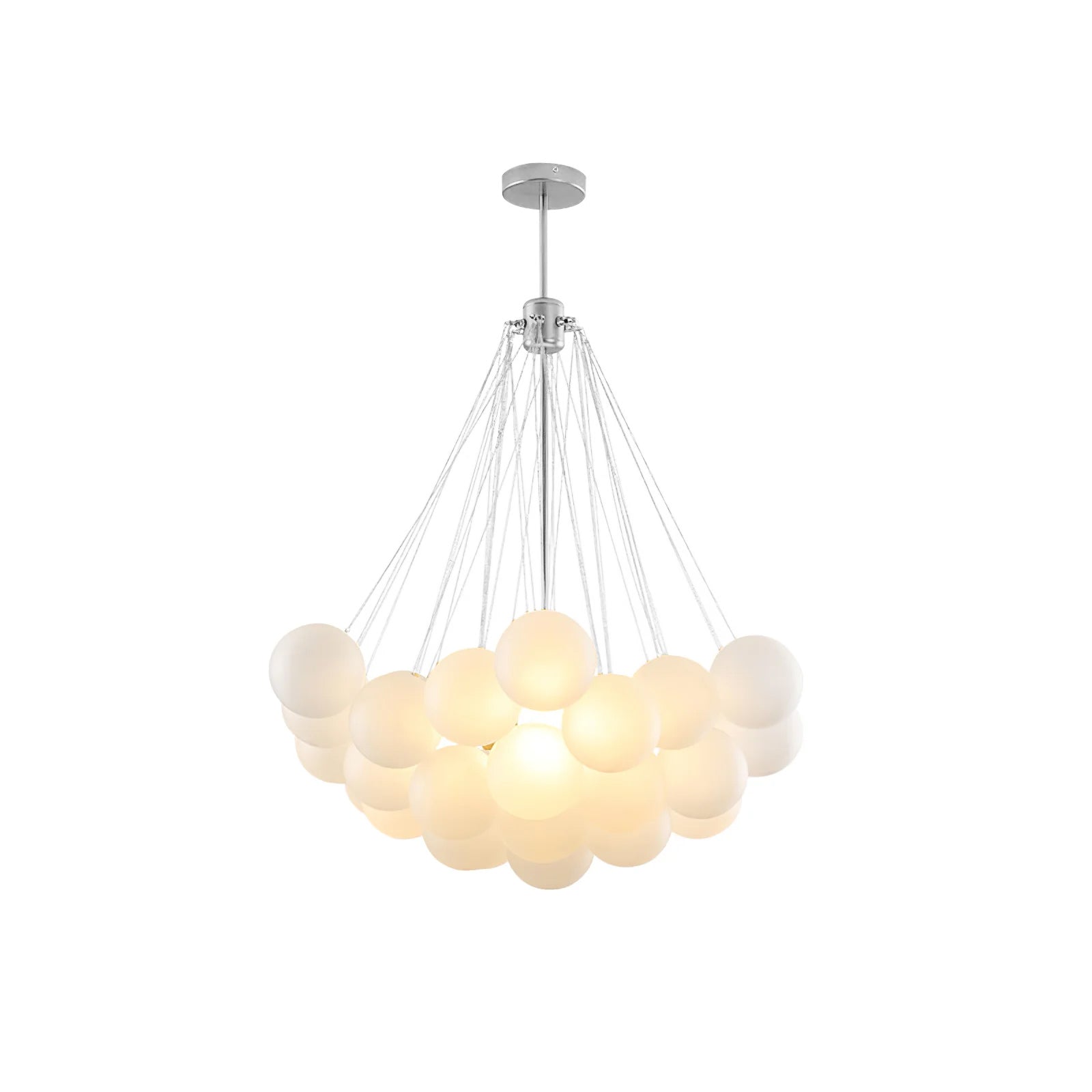 Frosted Glass Orb Chandelier 15.8 in x 33.5 in Indoor Ceiling Light 19-73 Heads Adjustable Modern Dining Room Living Room Pendant Fixture | Thomler