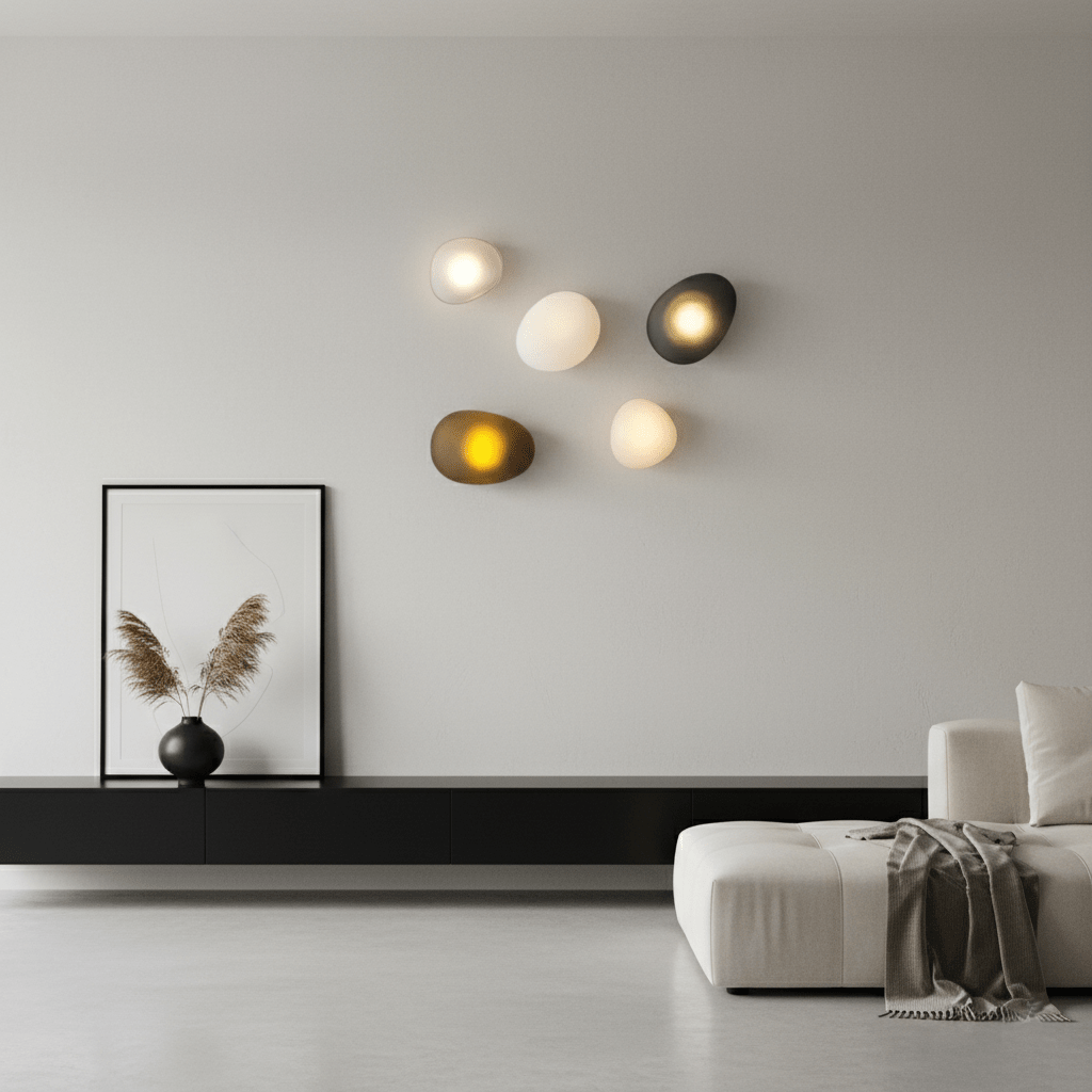 Pebble Glass Wall Lamp 8.6 in LED Indoor Wall Ceiling Light Sculptural Modern Fixture Ambient Lighting | Thomler