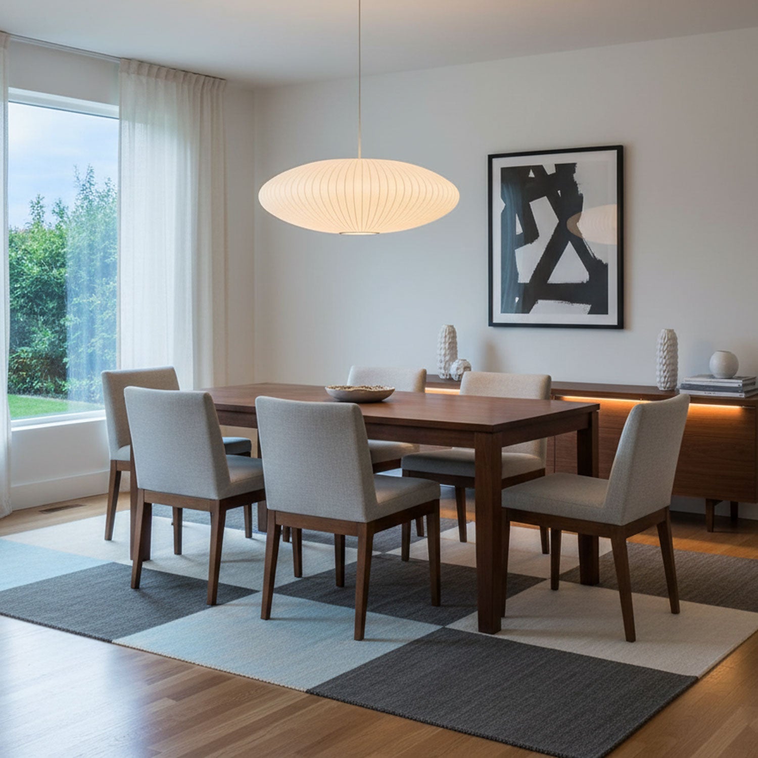 Bubble Silk Pendant Light 19.7 in White Ceiling Dining Room Modern Hanging Lamp | Thomler