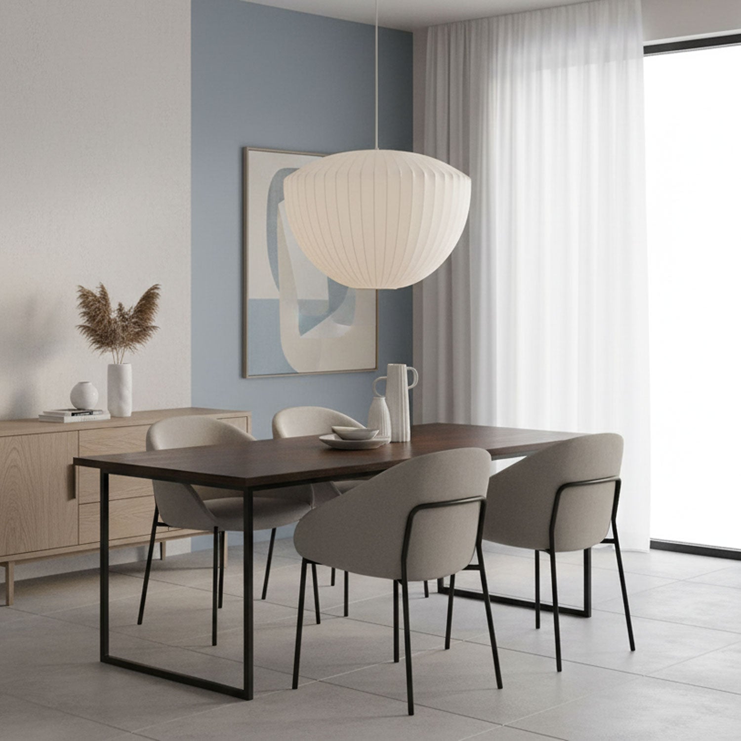 Bubble Silk Pendant Light 19.7 in White Ceiling Dining Room Modern Hanging Lamp | Thomler