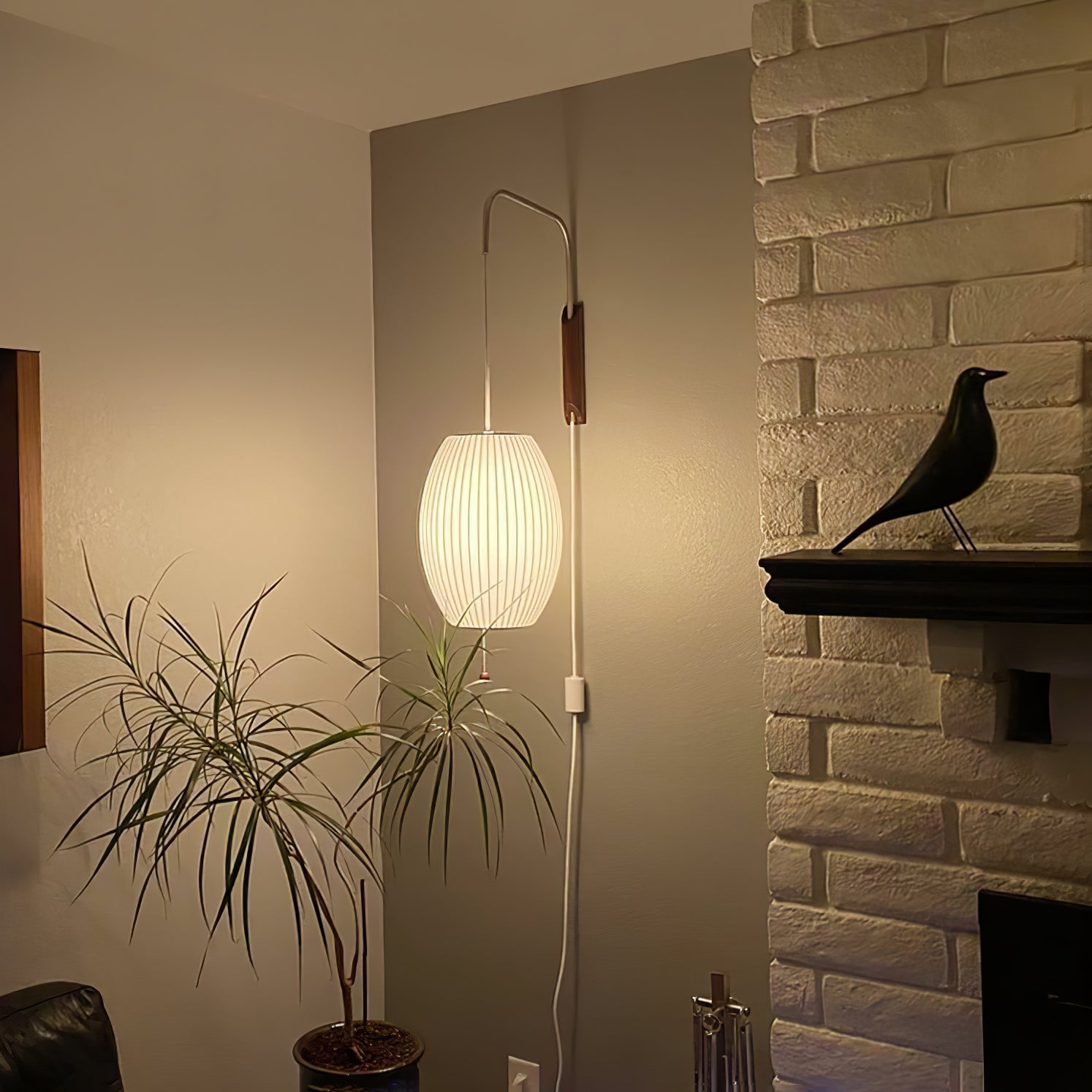 Ball Wall Sconce Swivel LED 15.7 in Chrome Walnut Indoor Lighting Adjustable Plug Cord | Thomler