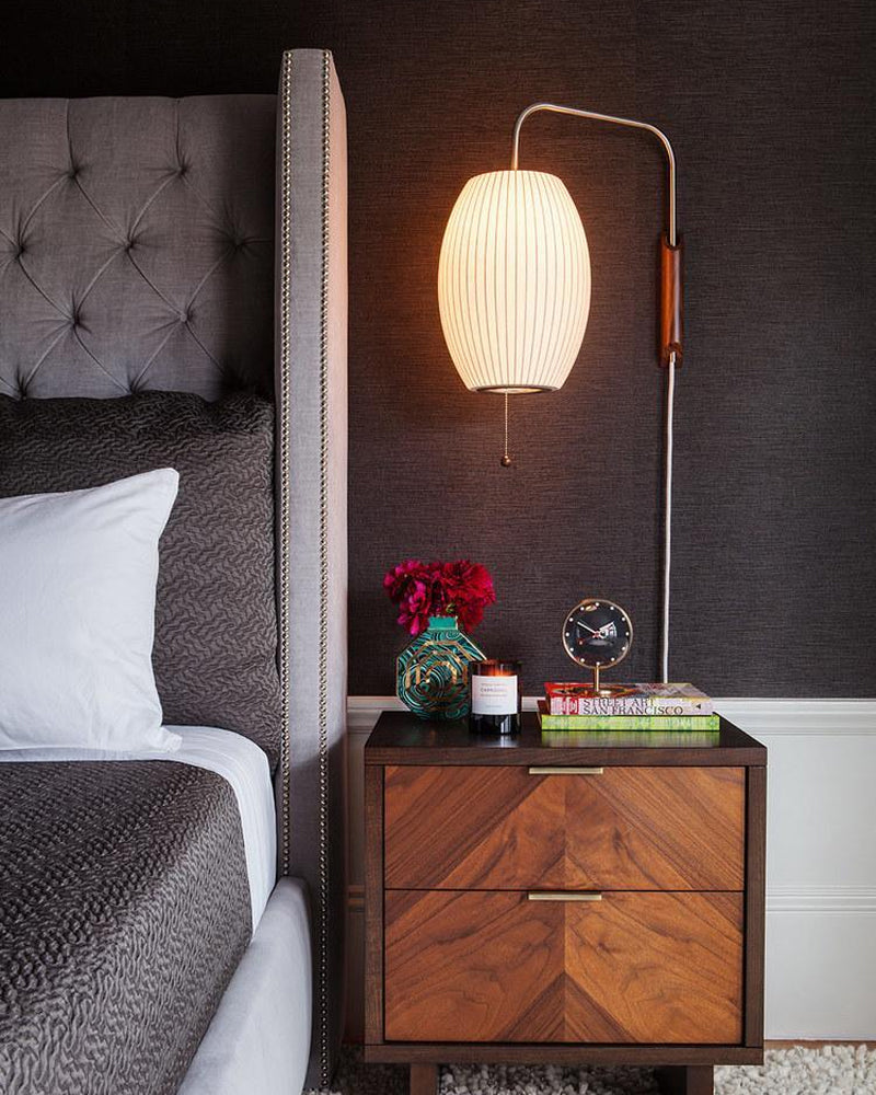 Ball Wall Sconce Swivel LED 15.7 in Chrome Walnut Indoor Lighting Adjustable Plug Cord | Thomler