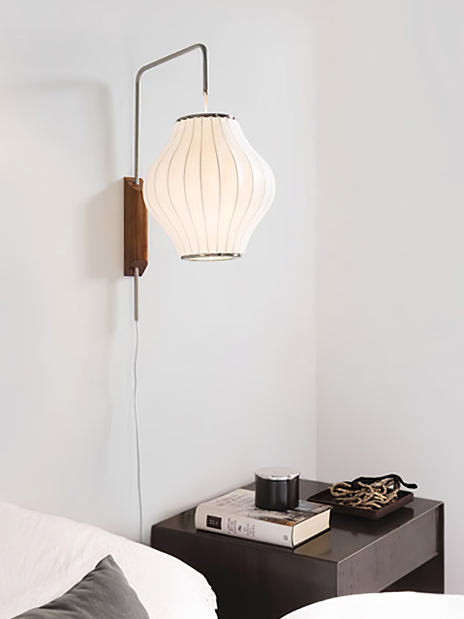 Ball Wall Sconce Swivel LED 15.7 in Chrome Walnut Indoor Lighting Adjustable Plug Cord | Thomler