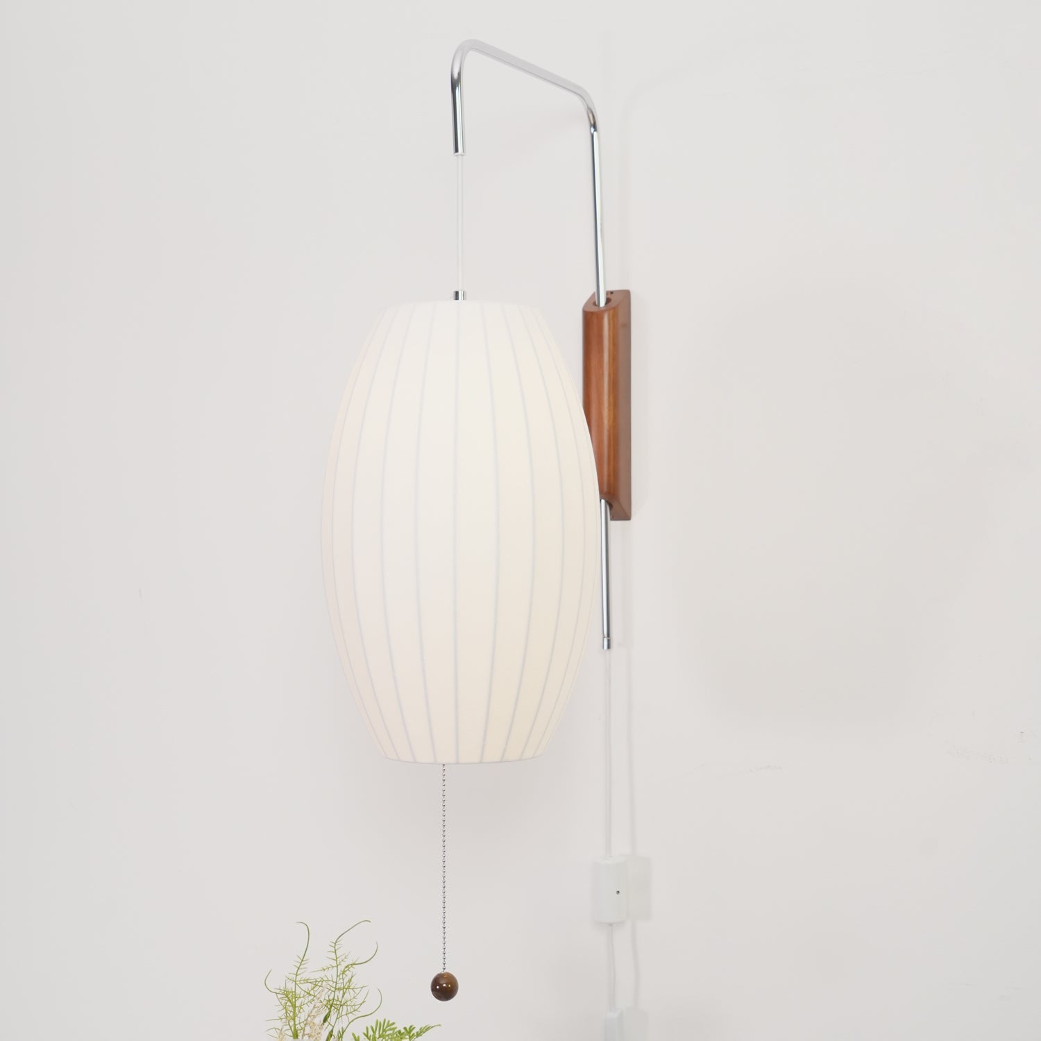 Ball Wall Sconce Swivel LED 15.7 in Chrome Walnut Indoor Lighting Adjustable Plug Cord | Thomler