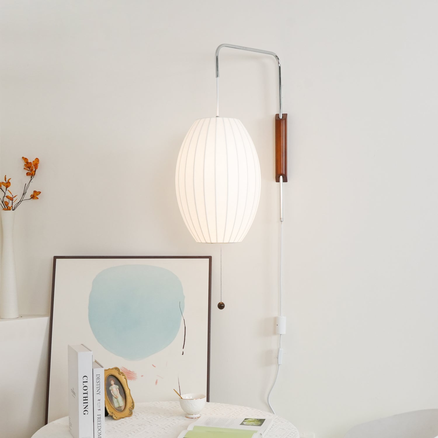 Wall Lamp Polymer Steel 11 in x 15.8 in Walnut Indoor Reading Bedroom Accent Lighting | Thomler