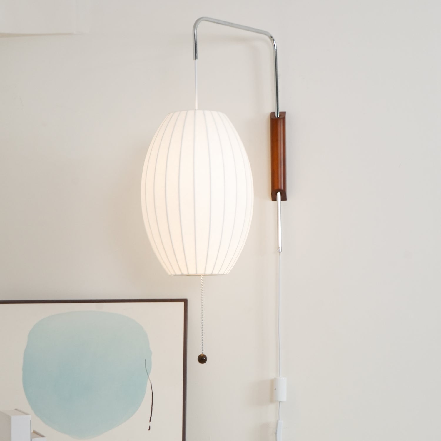 Ball Wall Sconce Swivel LED 15.7 in Chrome Walnut Indoor Lighting Adjustable Plug Cord | Thomler
