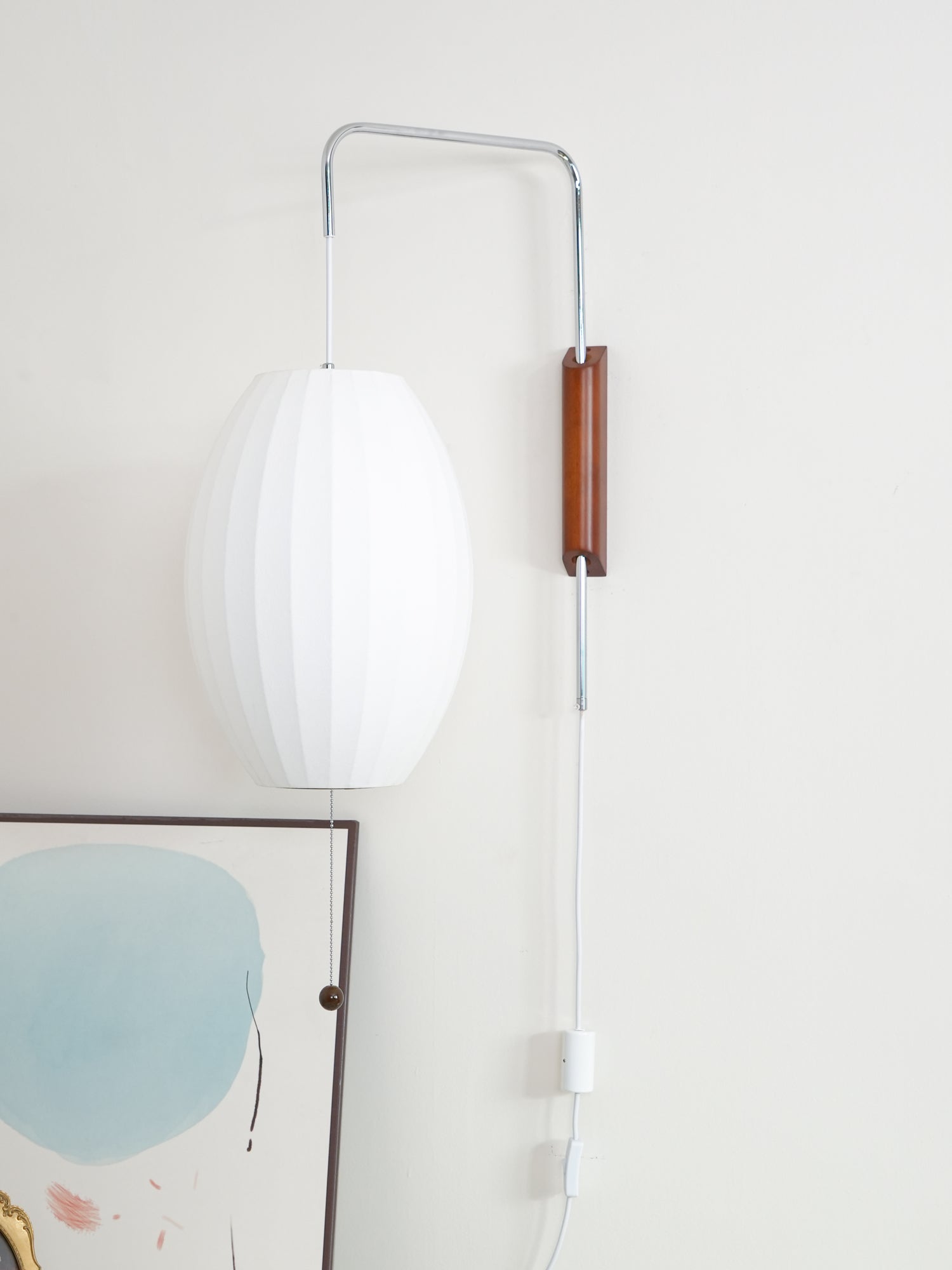 Ball Wall Sconce Swivel LED 15.7 in Chrome Walnut Indoor Lighting Adjustable Plug Cord | Thomler