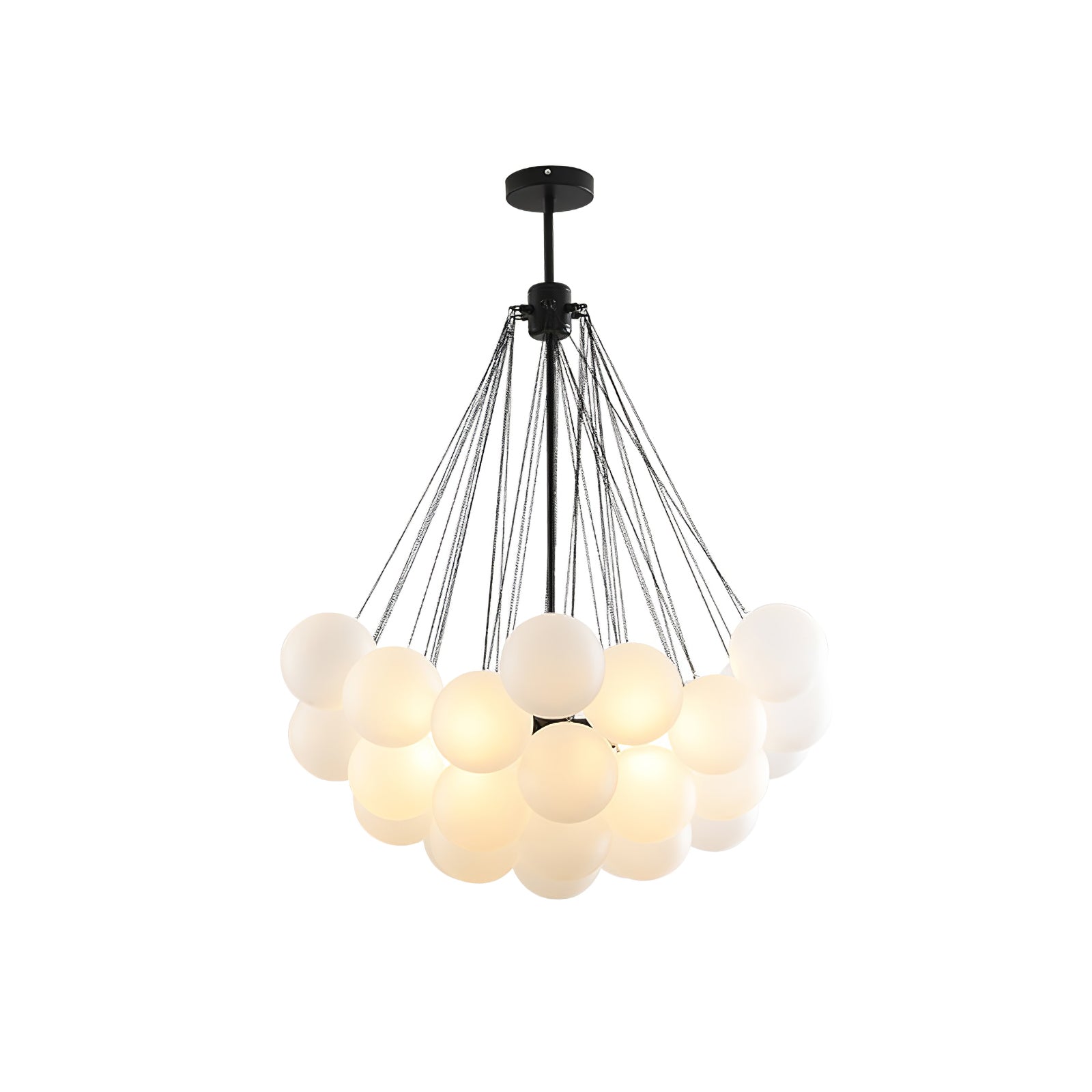 Frosted Glass Orb Chandelier 15.8 in x 33.5 in Indoor Ceiling Light 19-73 Heads Adjustable Modern Dining Room Living Room Pendant Fixture | Thomler