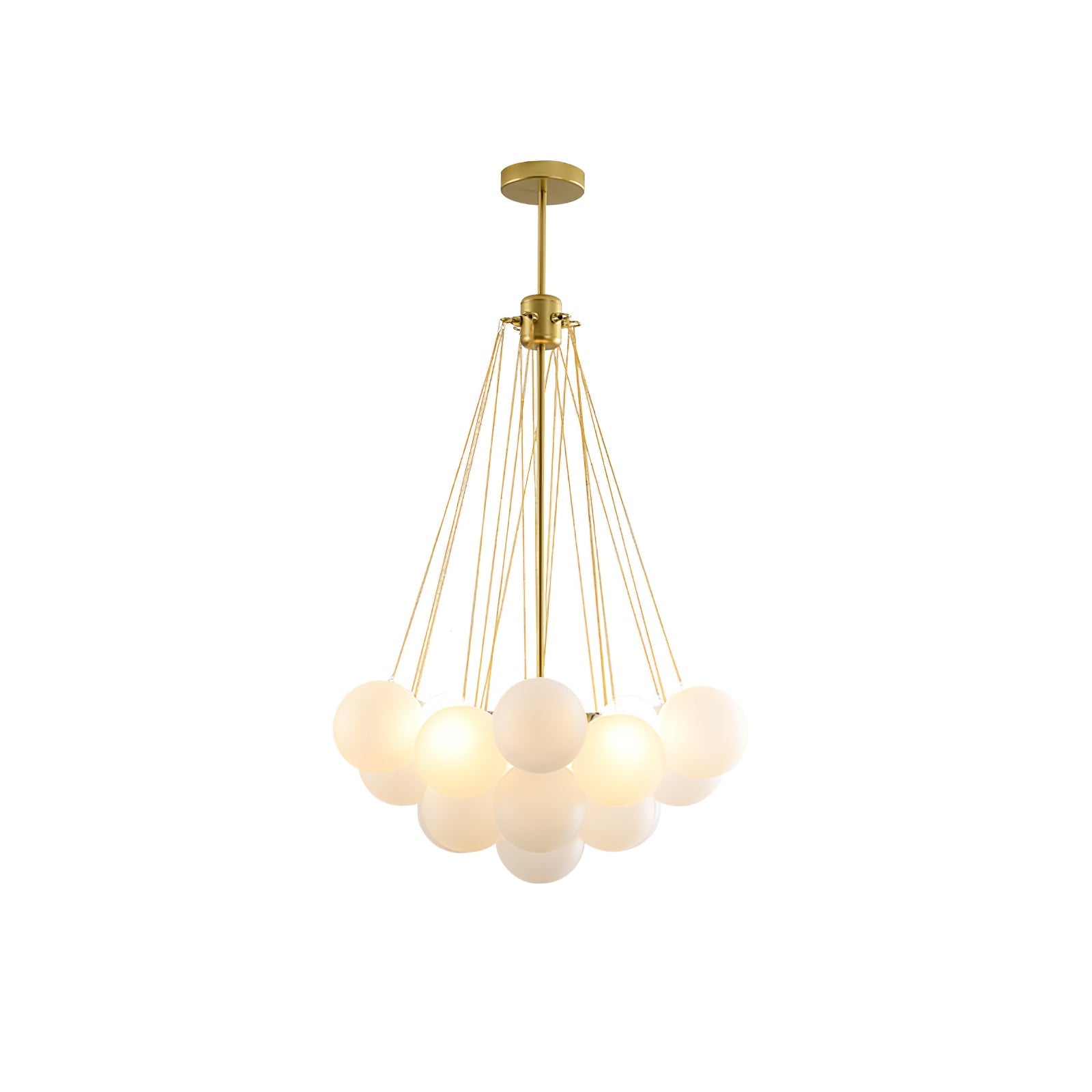 Frosted Glass Orb Chandelier 15.8 in x 33.5 in Indoor Ceiling Light 19-73 Heads Adjustable Modern Dining Room Living Room Pendant Fixture | Thomler