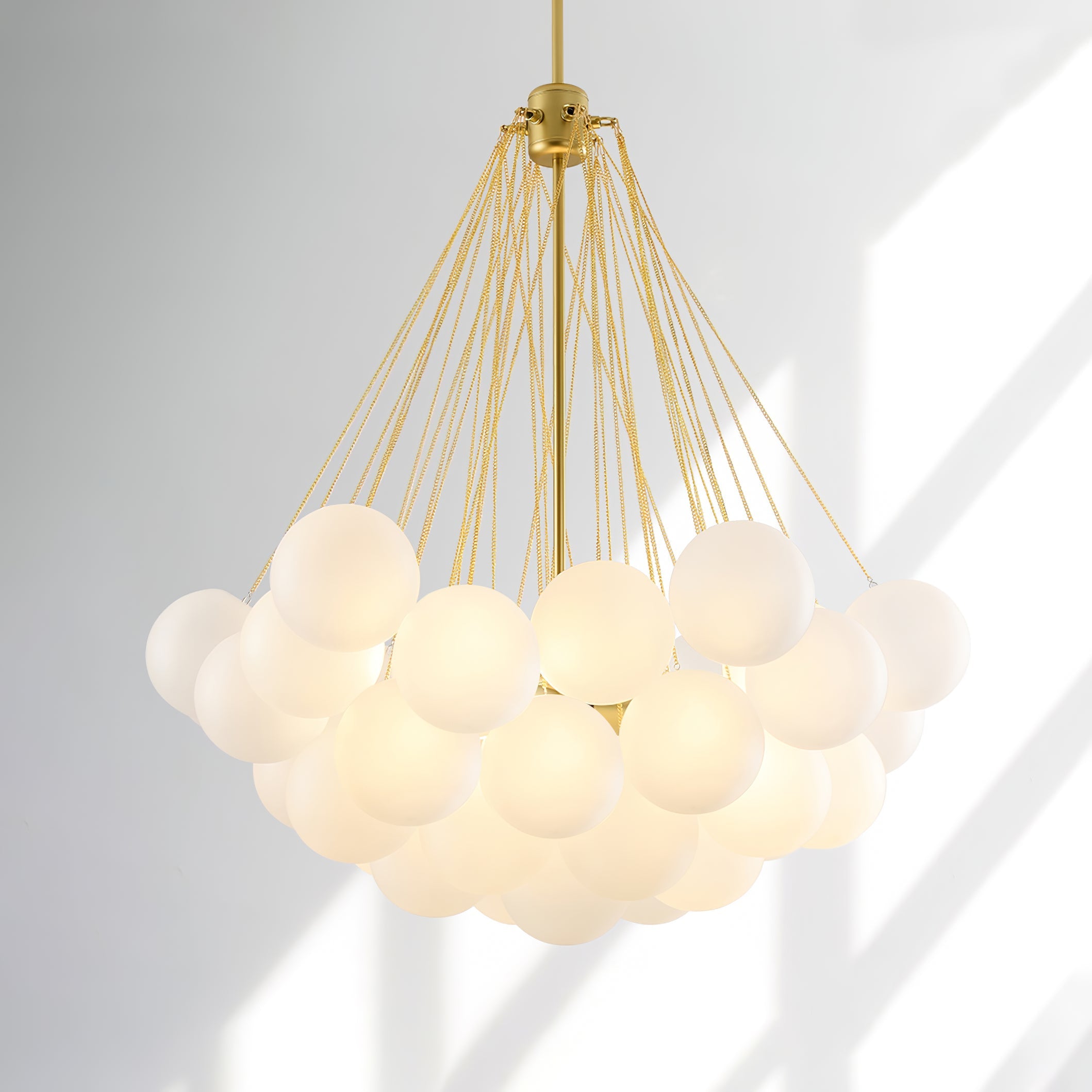 Frosted Glass Orb Chandelier 15.8 in x 33.5 in Indoor Ceiling Light 19-73 Heads Adjustable Modern Dining Room Living Room Pendant Fixture | Thomler