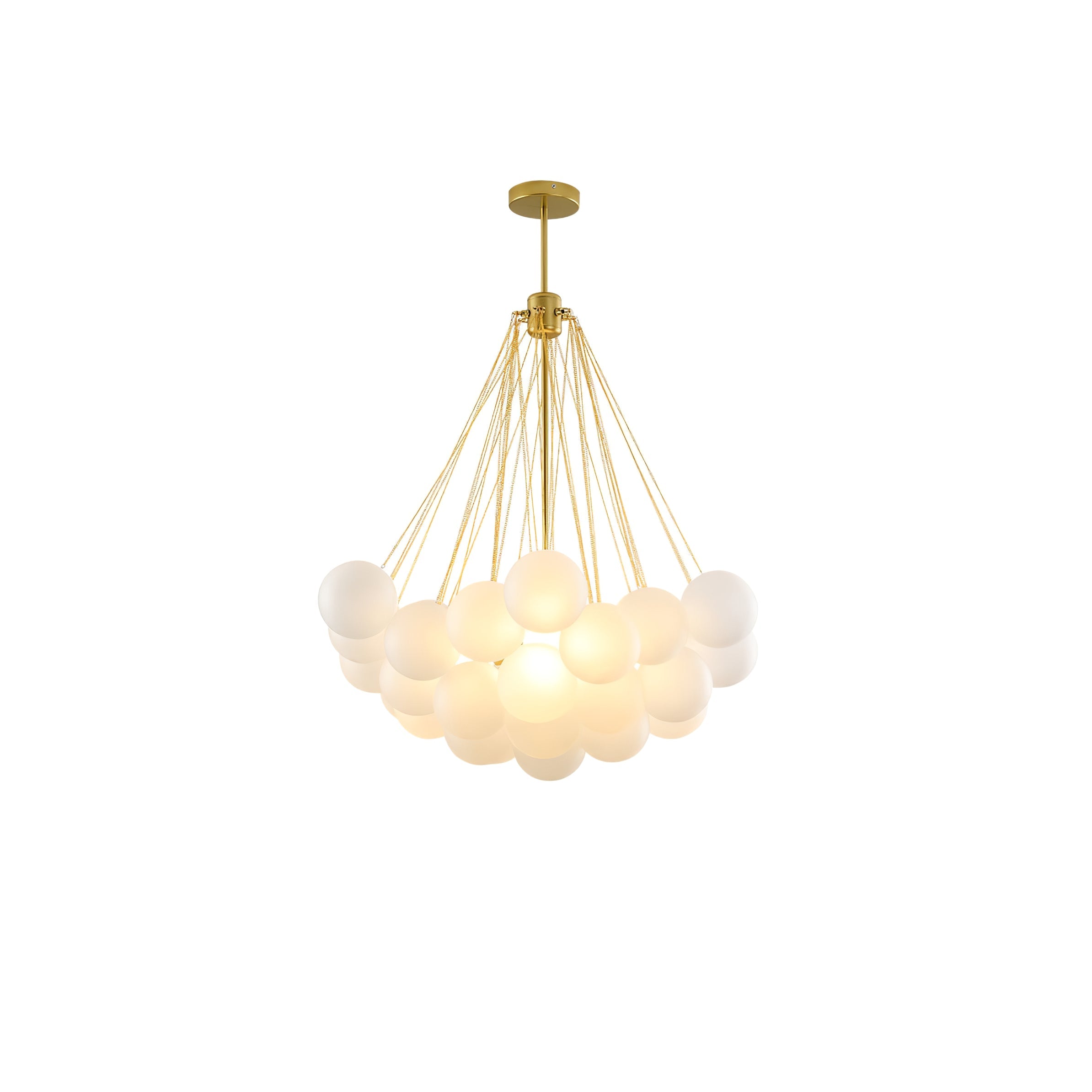 Frosted Glass Orb Chandelier 15.8 in x 33.5 in Indoor Ceiling Light 19-73 Heads Adjustable Modern Dining Room Living Room Pendant Fixture | Thomler