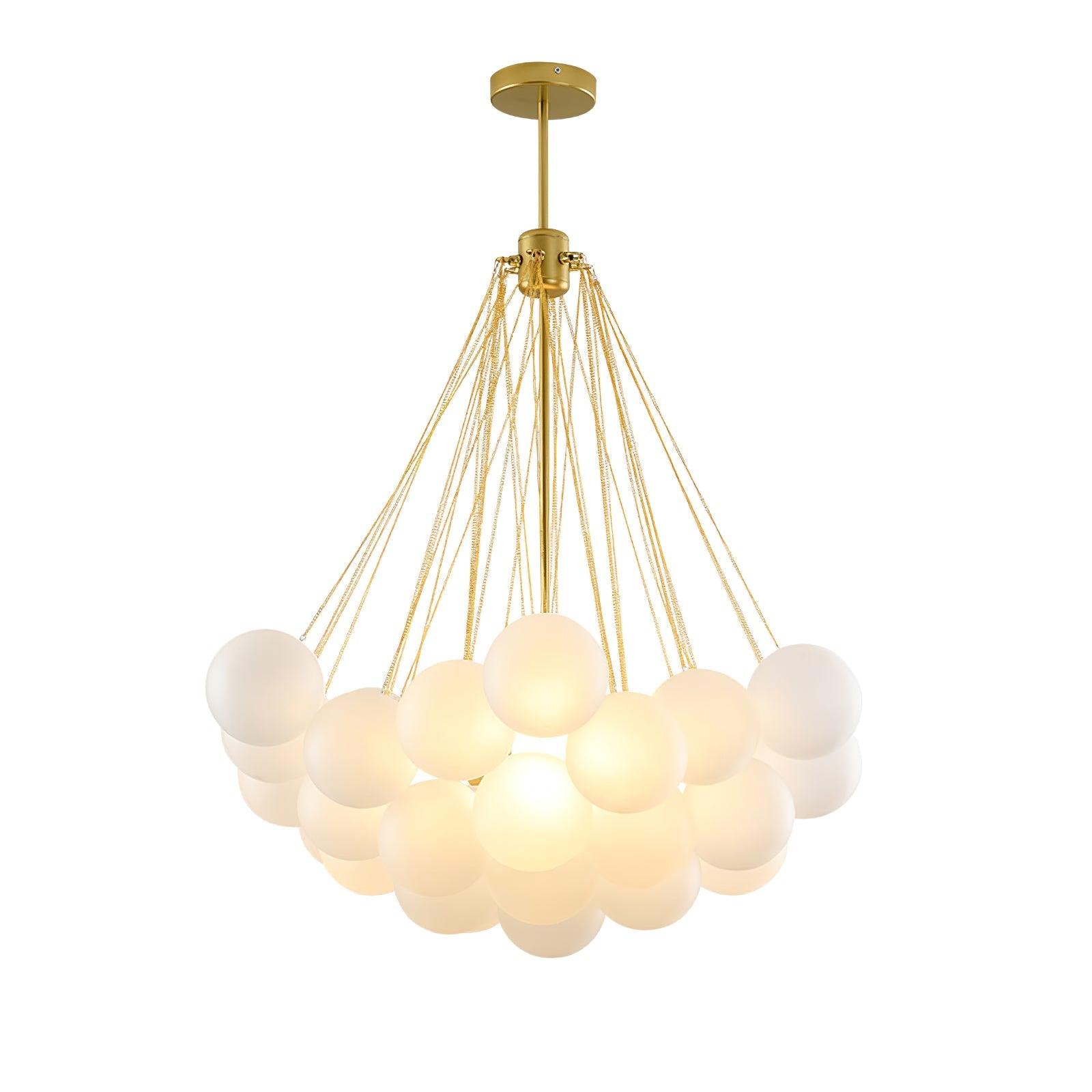 Frosted Glass Orb Chandelier 15.8 in x 33.5 in Indoor Ceiling Light 19-73 Heads Adjustable Modern Dining Room Living Room Pendant Fixture | Thomler