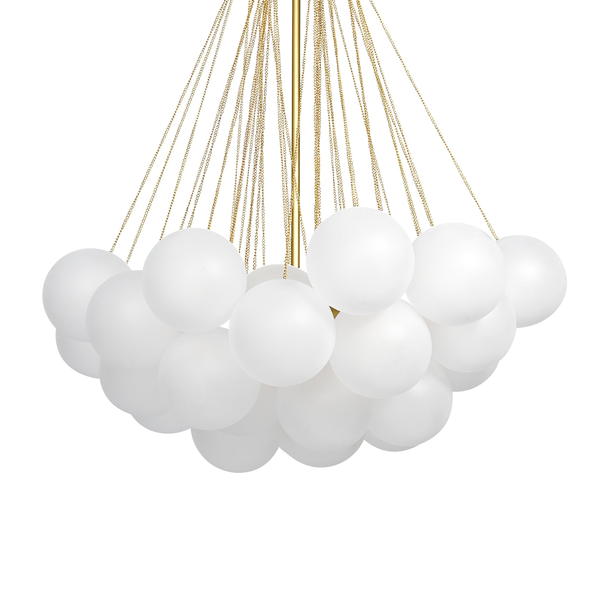 Frosted Glass Orb Chandelier 15.8 in x 33.5 in Indoor Ceiling Light 19-73 Heads Adjustable Modern Dining Room Living Room Pendant Fixture | Thomler