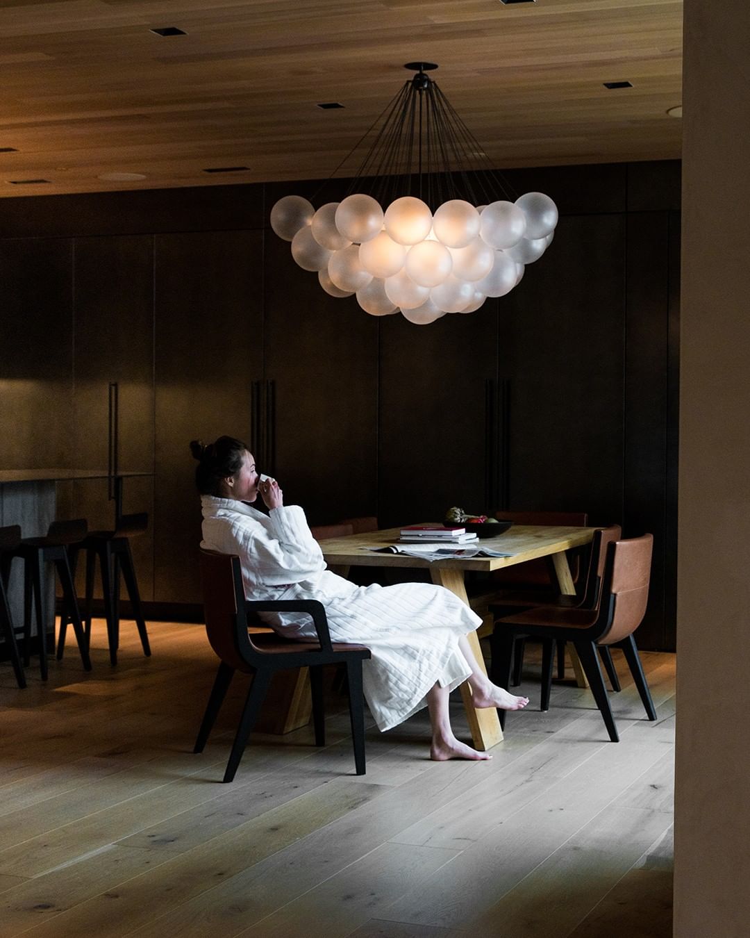 Frosted Glass Orb Chandelier 15.8 in x 33.5 in Indoor Ceiling Light 19-73 Heads Adjustable Modern Dining Room Living Room Pendant Fixture | Thomler