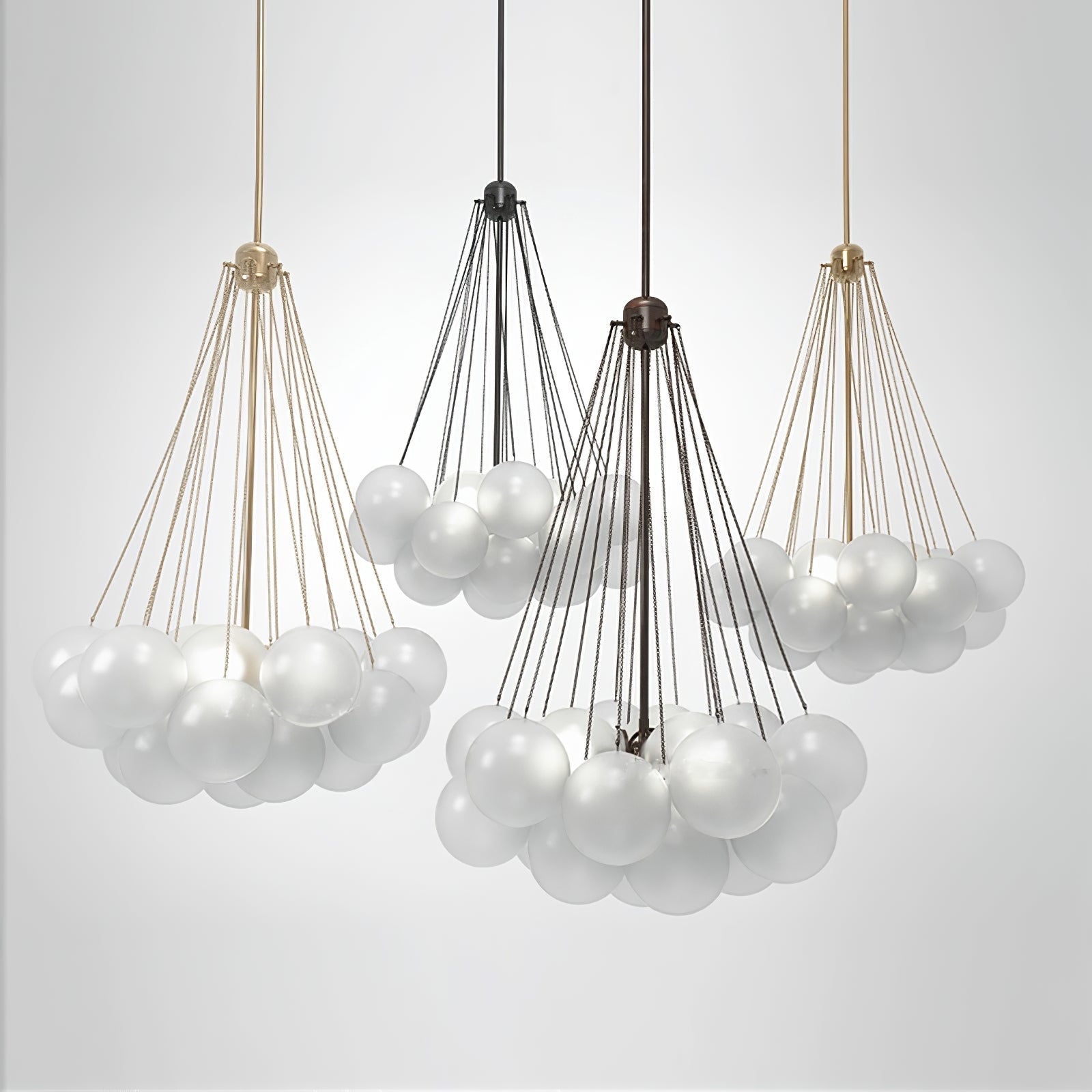 Frosted Glass Orb Chandelier 15.8 in x 33.5 in Indoor Ceiling Light 19-73 Heads Adjustable Modern Dining Room Living Room Pendant Fixture | Thomler