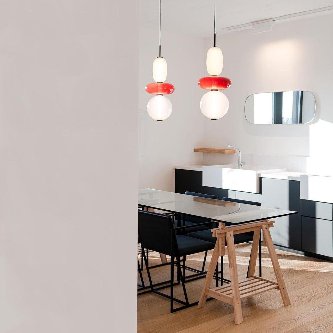 Candied Glass Pendant Light 19.7 in LED Ceiling Fixture Multi-Color Indoor Dining Room Hanging Lamp | Thomler