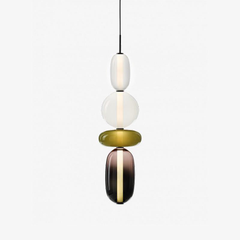 Candied Glass Pendant Light 19.7 in LED Ceiling Fixture Multi-Color Indoor Dining Room Hanging Lamp | Thomler