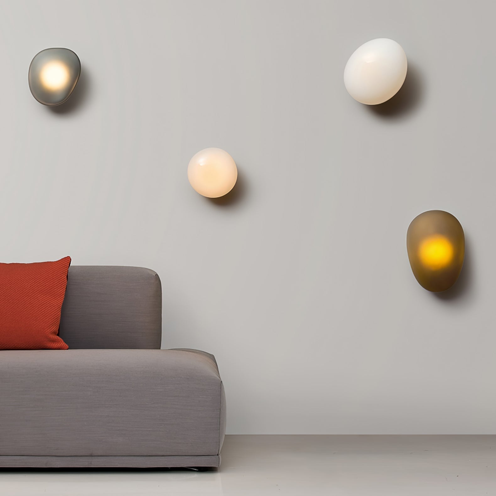 Pebble Glass Wall Lamp 8.6 in LED Indoor Wall Ceiling Light Sculptural Modern Fixture Ambient Lighting | Thomler