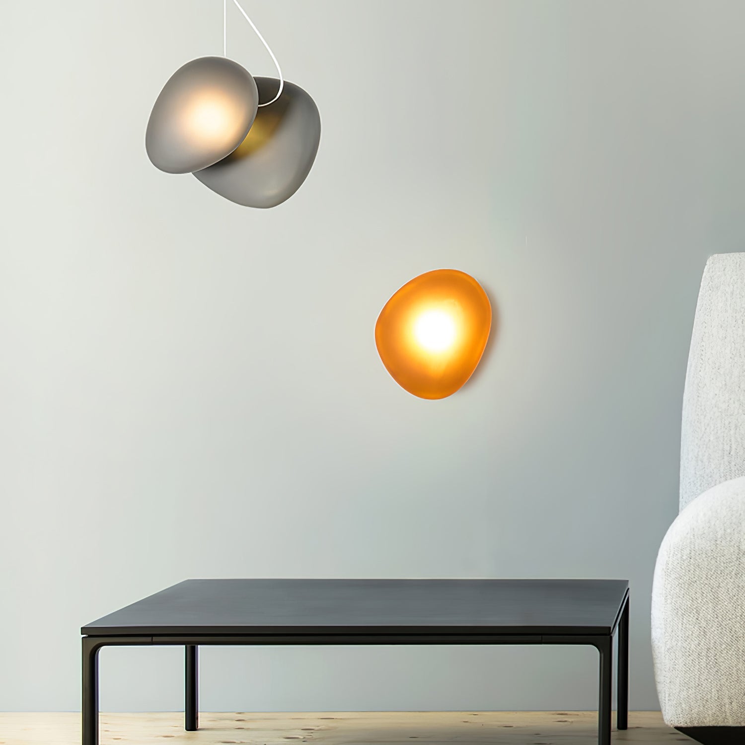 Pebble Glass Wall Lamp 8.6 in LED Indoor Wall Ceiling Light Sculptural Modern Fixture Ambient Lighting | Thomler