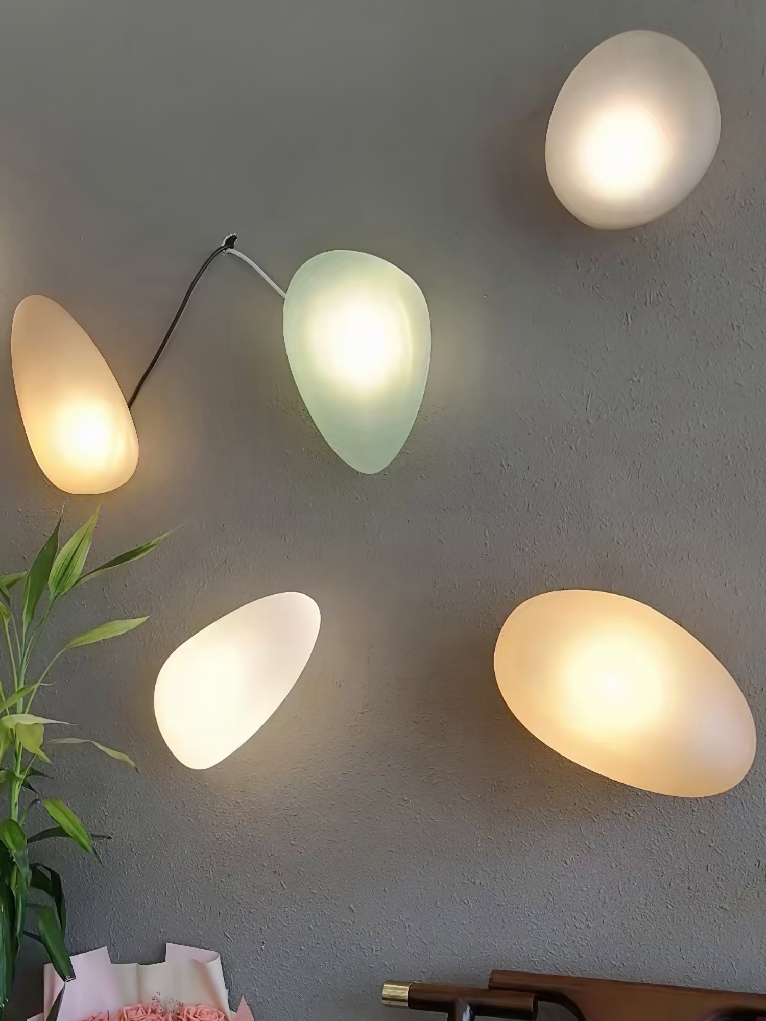Pebble Glass Wall Lamp 8.6 in LED Indoor Wall Ceiling Light Sculptural Modern Fixture Ambient Lighting | Thomler