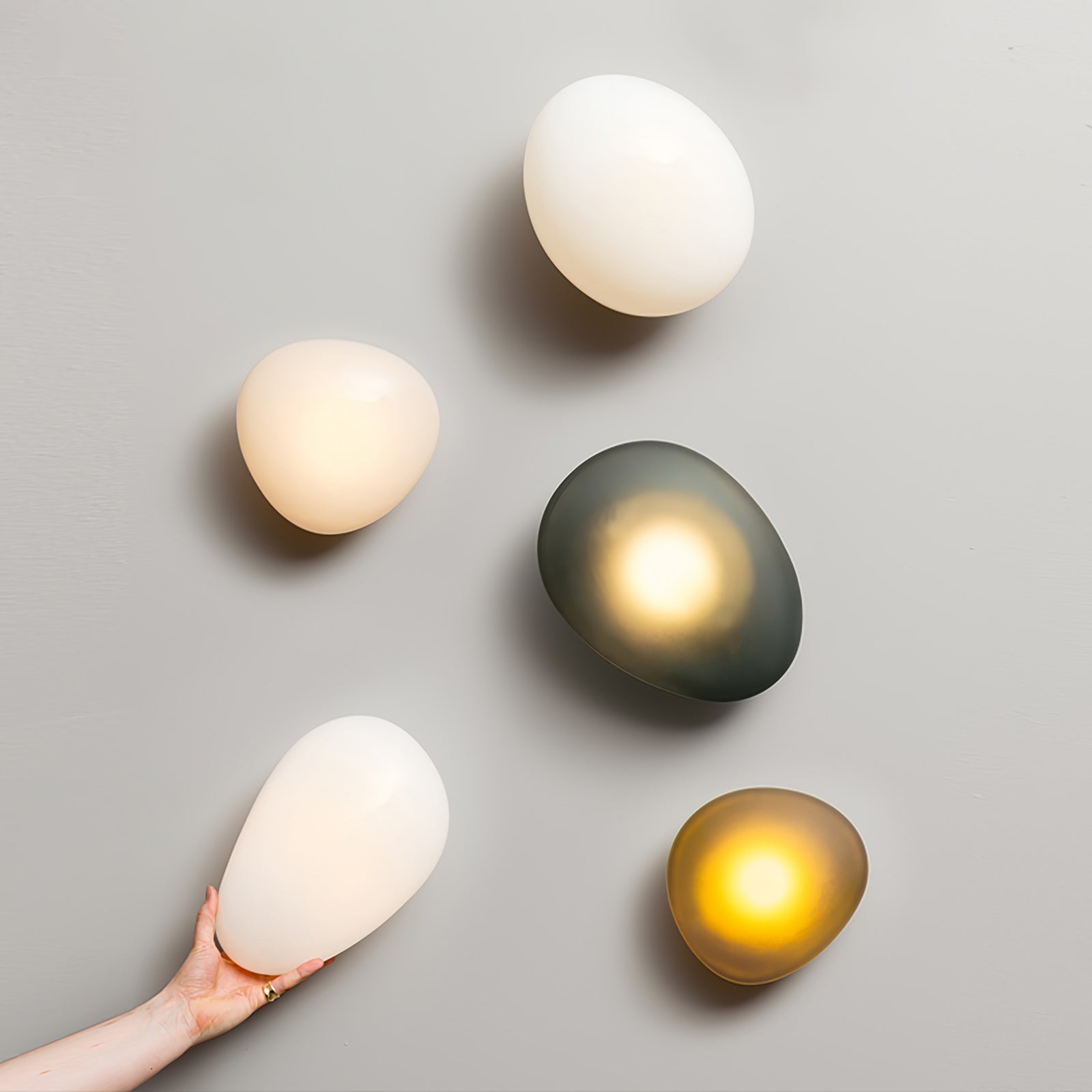 Pebble Glass Wall Lamp 8.6 in LED Indoor Wall Ceiling Light Sculptural Modern Fixture Ambient Lighting | Thomler