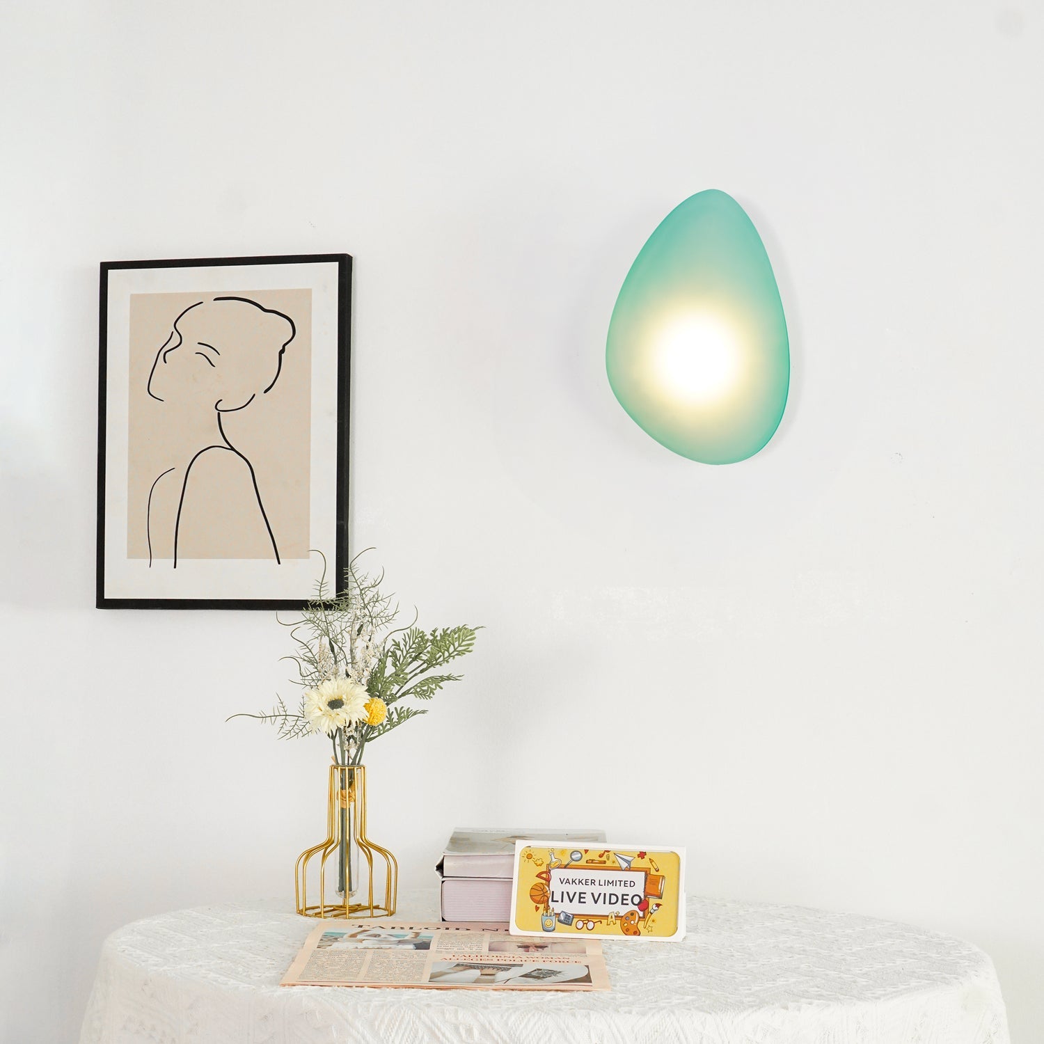 Pebble Glass Wall Lamp 8.6 in LED Indoor Wall Ceiling Light Sculptural Modern Fixture Ambient Lighting | Thomler