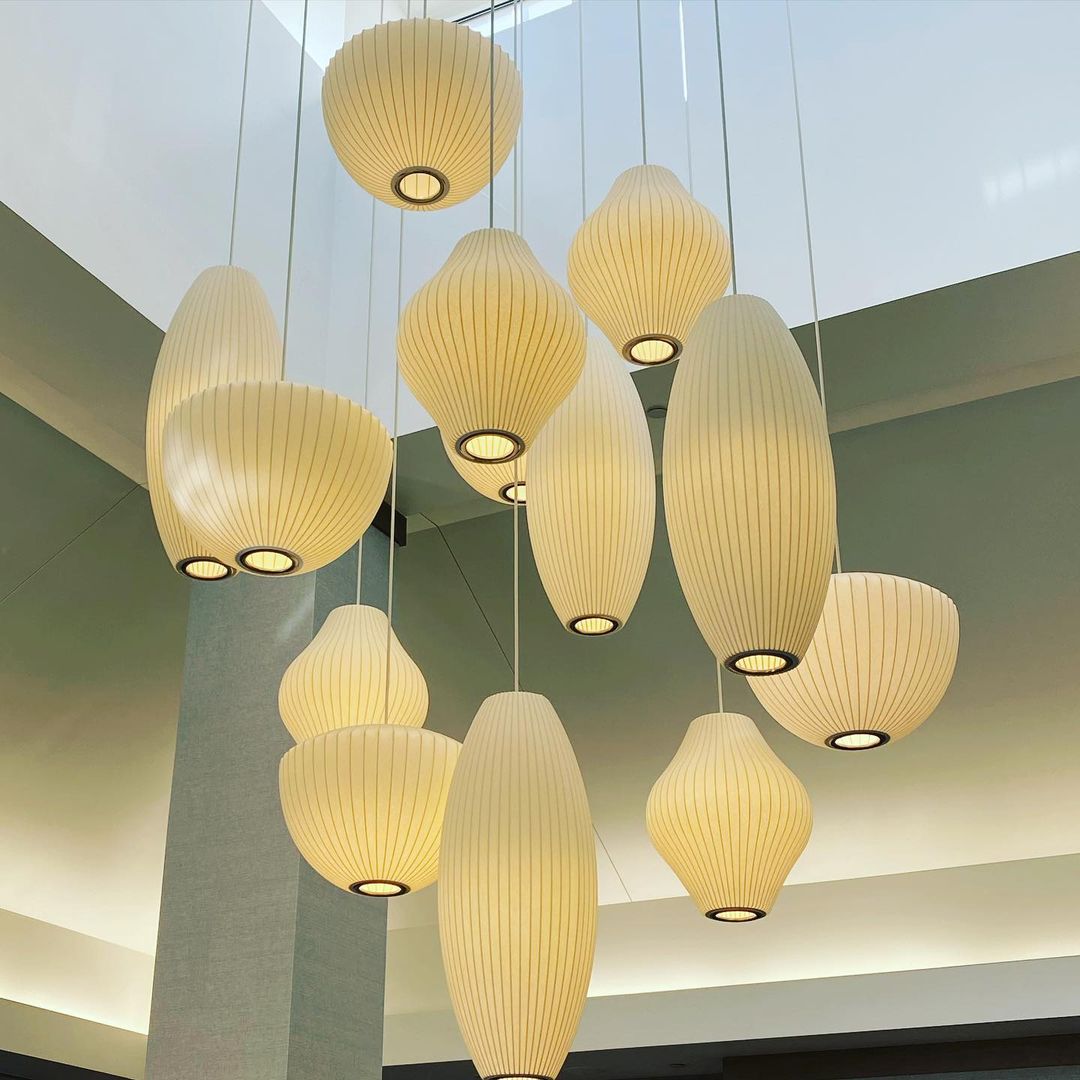 Bubble Silk Pendant Light 19.7 in White Ceiling Dining Room Modern Hanging Lamp | Thomler
