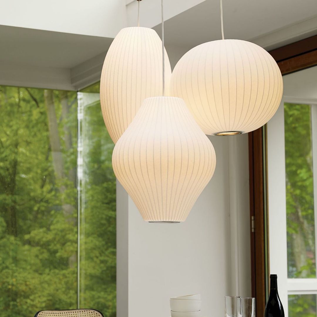 Bubble Silk Pendant Light 19.7 in White Ceiling Dining Room Modern Hanging Lamp | Thomler