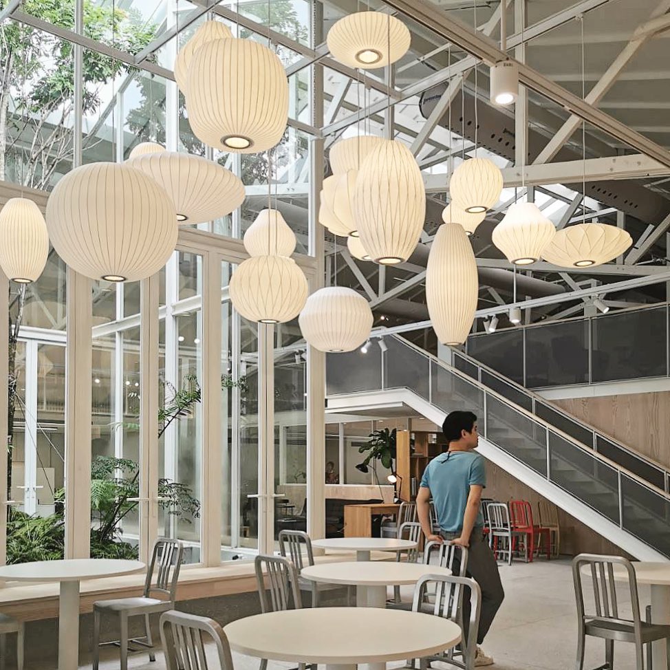 Bubble Silk Pendant Light 19.7 in White Ceiling Dining Room Modern Hanging Lamp | Thomler