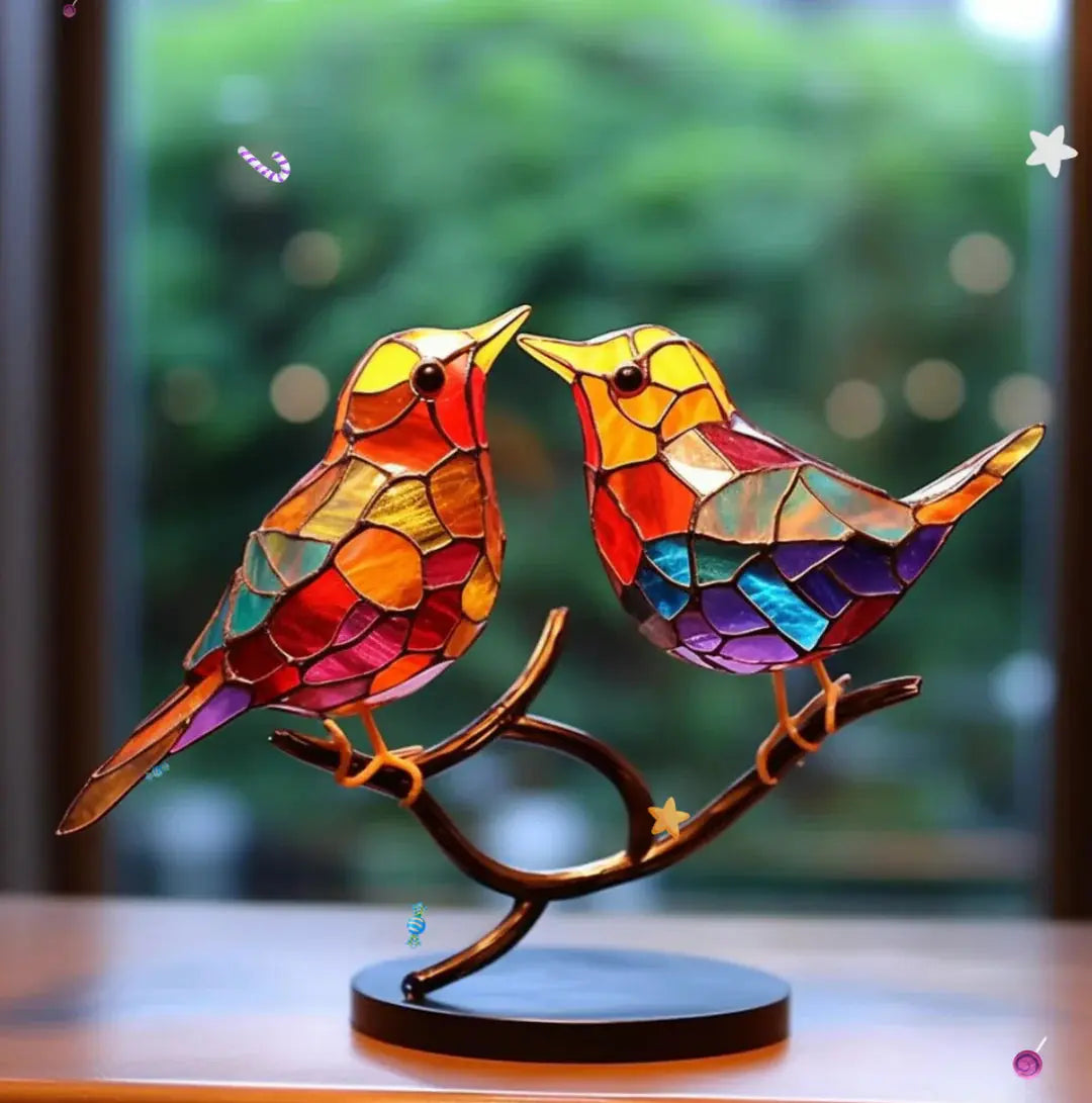 Stained Glass Bird Sun Catcher Hanging Ornament for Windows Living Room Bedroom Home Décor Gift Light Prism Rainbow Display | Thomler
