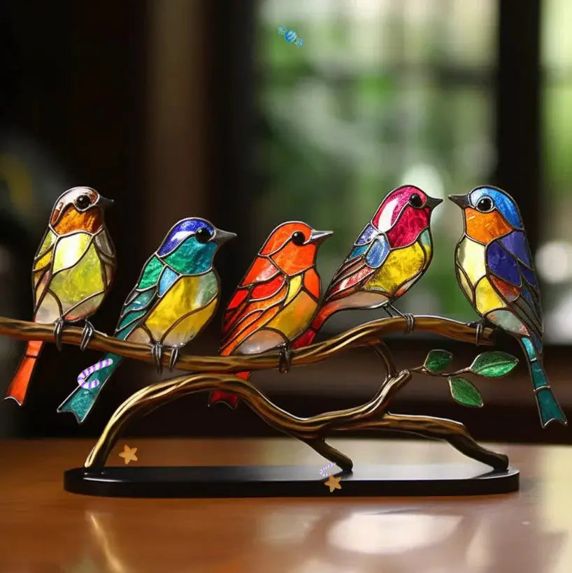 Stained Glass Bird Sun Catcher Hanging Ornament for Windows Living Room Bedroom Home Décor Gift Light Prism Rainbow Display | Thomler